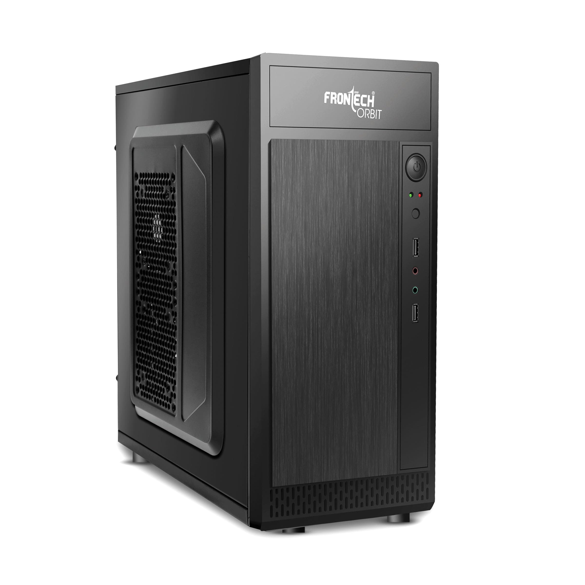 FRONTECH Orbit Silver Series Cabinet/Computer Case with HD Audio | ATX/Mini ATX Compatible | 2 x Front USB | Ideal for Home/Office/Gaming (FT 4312, Black)