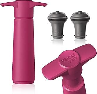 Vacu Vin Pink Wine Saver - 1 Pump 2 Stoppers - Keeps Wine Fresh Up to 10 Days - Reusable - Made in Netherlands