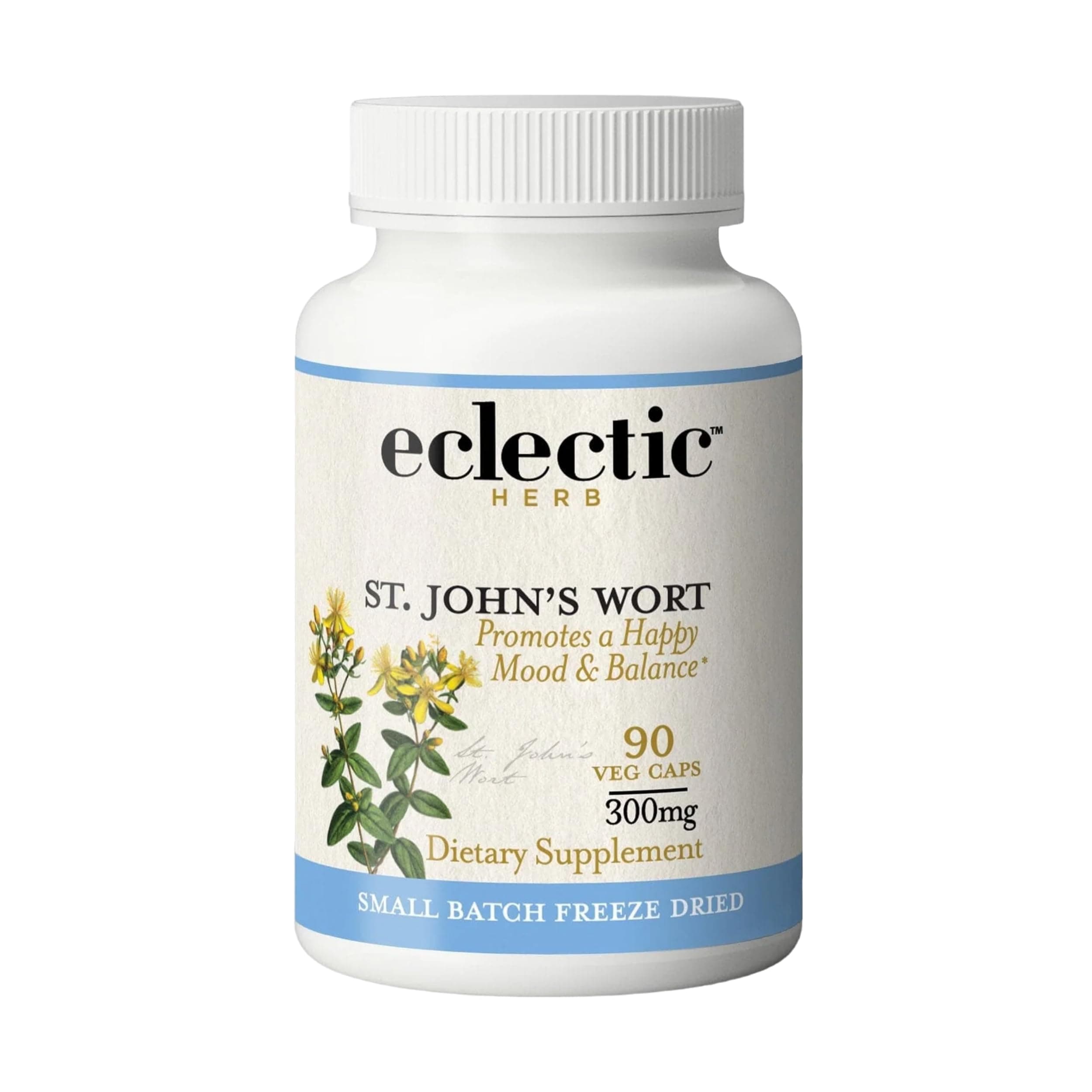 Eclectic Herb - St. John's Wort Capsules | Nervous System & Immune Support | Promotes a Positive Mood | Vegan, Non-GMO, Gluten Free, Freeze-Dried (90 CT | 300 mg)