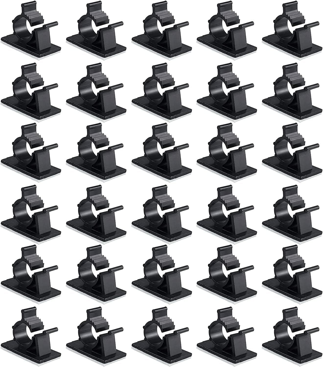 Viaky 30 Pcs Black Clips Self Adhesive Backed Nylon Wire Adjustable Cable Clips Adhesive Cable Management Drop Wire Holder