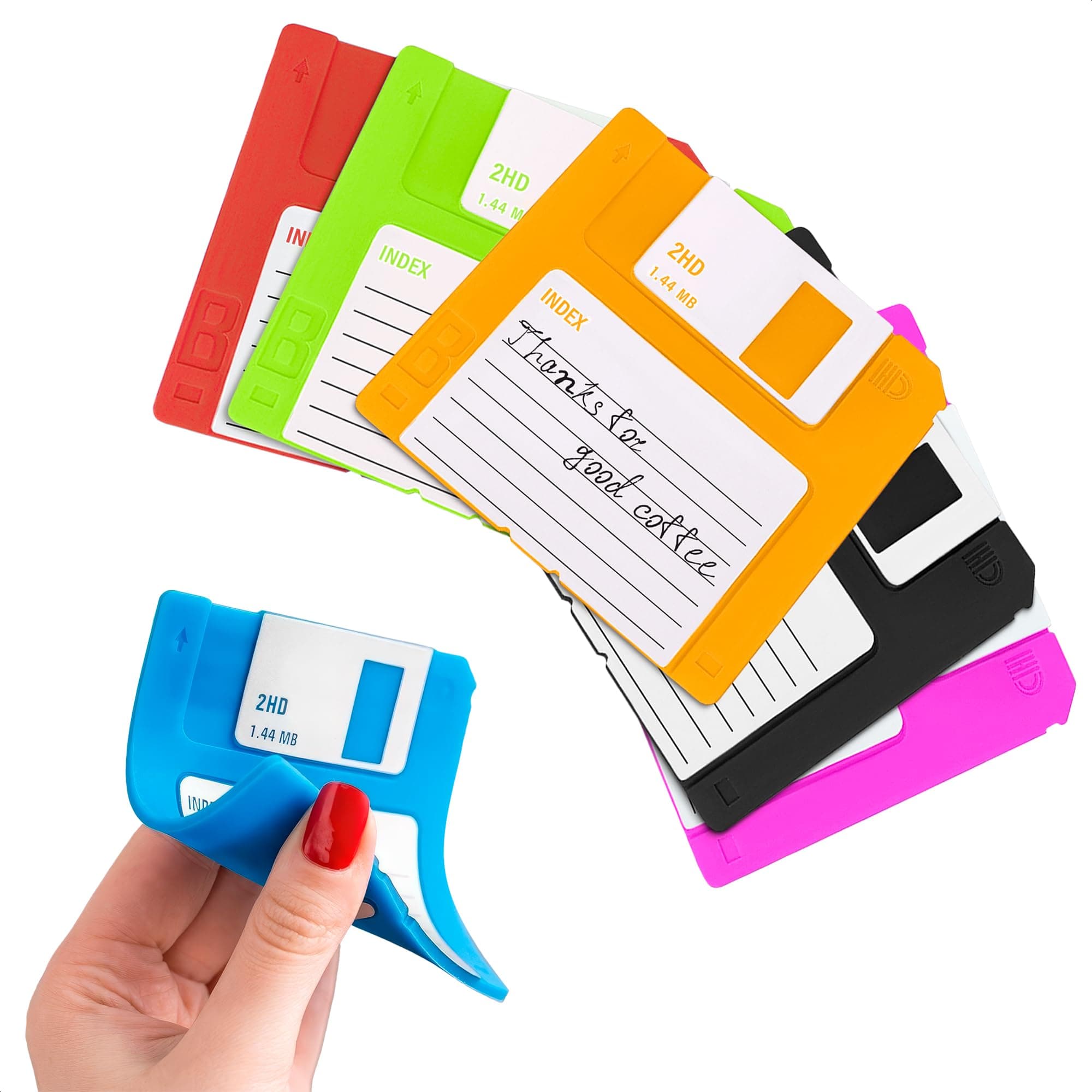 Floppy Disk Coasters Set of 6 – Funny Coasters for Drinks that Protect Surfaces from Hot Drinks – Retro Floppy Disk Design with a 90s Nostalgia Vibe for Home & Office Desk Decor, Gifts for Tech Fans