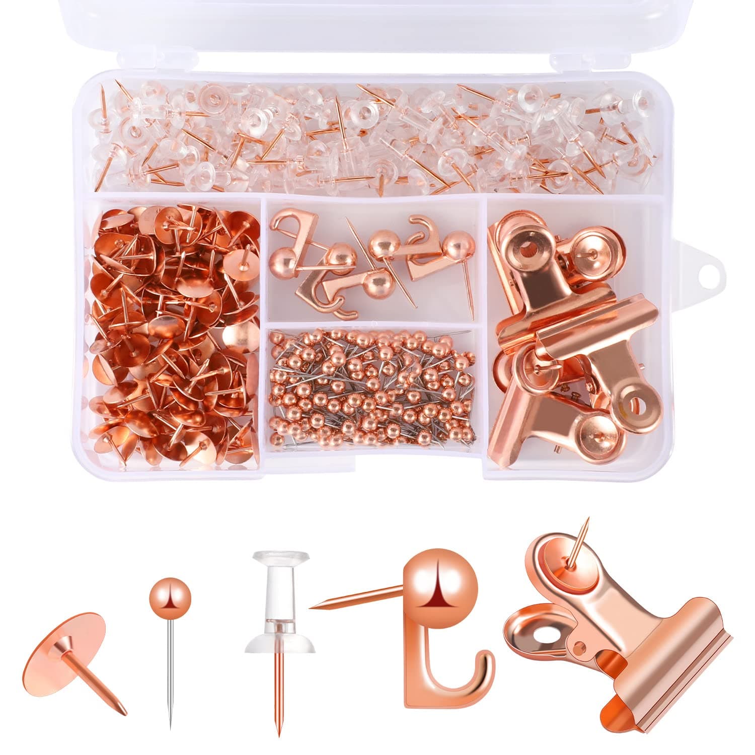 310 Pcs Rose Gold Push Pins Set