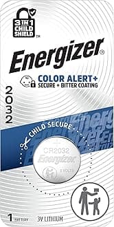 Energizer 2032 Batteries (1 Pack), 3V Lithium Coin Batteries with 3-in-1 Child Shield