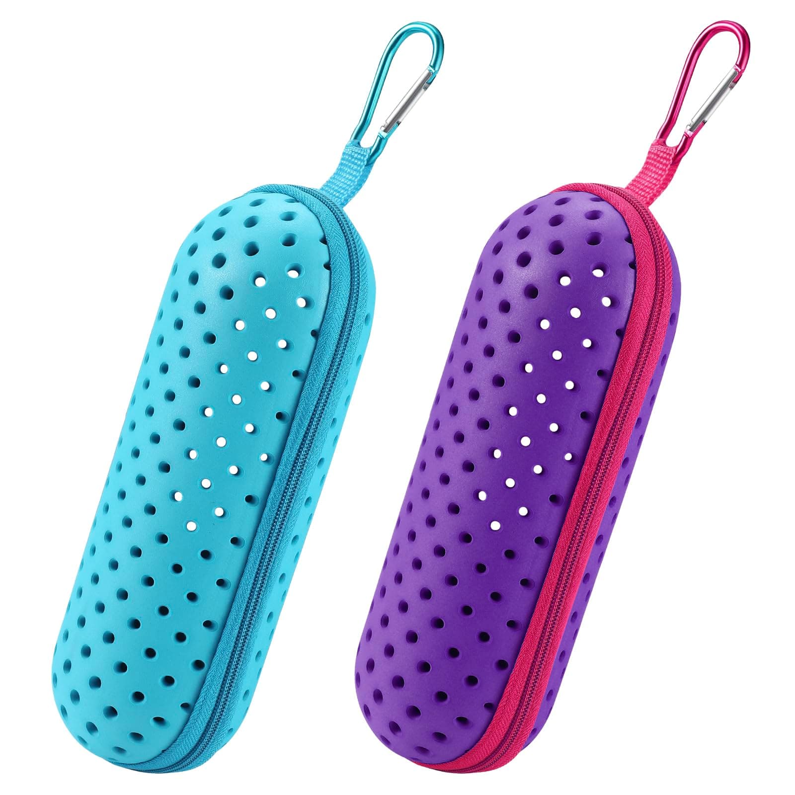 2PC Swim Goggle Case For Swimming Goggles,Silicone Protective Cases with Drain Hole for Goggles,Multiple Colors Goggles