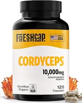 FreshCap Mushrooms Cordyceps Supplements - for Energy & Endurance (120 Capsules)