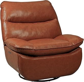 FLEXISPOT XR7 Power Swivel Recliner Chair for Adults, Swivel Rocker Recliner, Faux Leather Glider Rocking Nursery Chair, Side Pocket, 350 Lbs Capacity, Living Room, Bedroom, Nursery, Orange