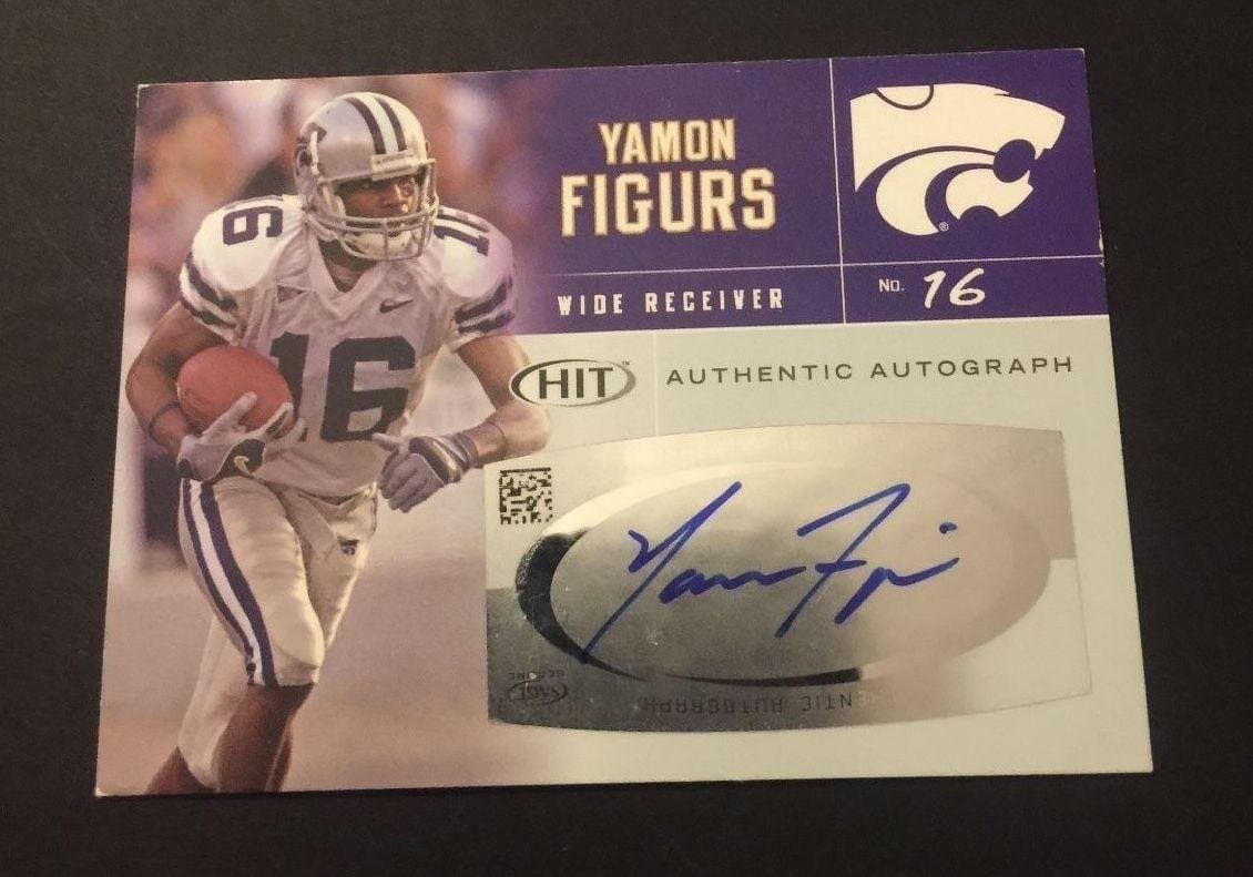 Yamon Figurs Ravens Titans Kansas 2007 SAGE Signed Authentic Auto Certified JG7 - Autographed College Cards