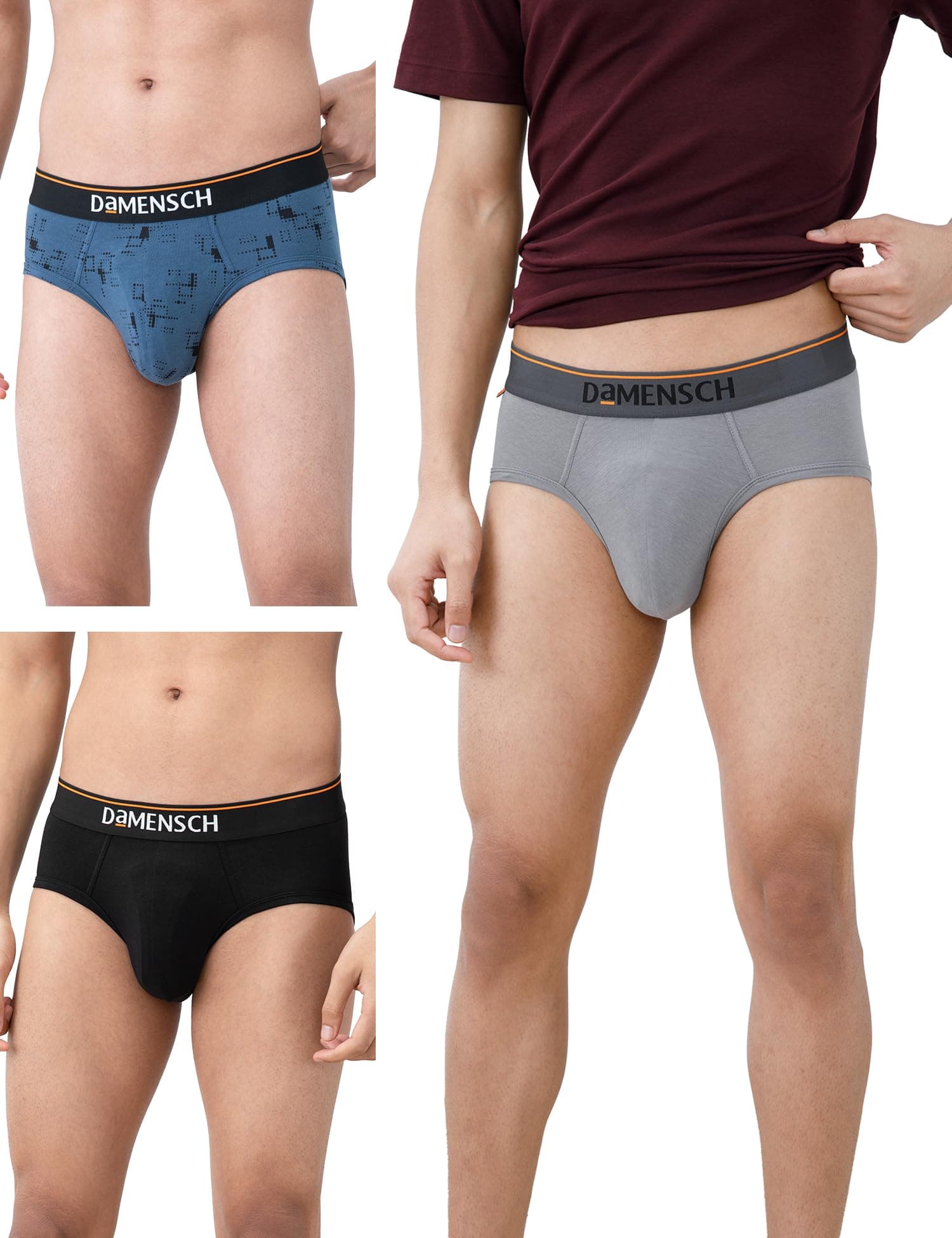 Deo-Cotton Solid Underwear for Men Combo Breathable Inner Cotton Briefs Pack No-Marks Waistband Moisture Wicking