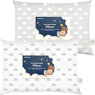 KeaBabies 2-Pack Toddler Pillows 2 Year Old to 5-13x18 Soft Organic Cotton Kids Pillow for Sleeping, Travel, School, Daycare, Nap, Toddler Bed, Machine Washable, Without Pillowcase (Cloud)