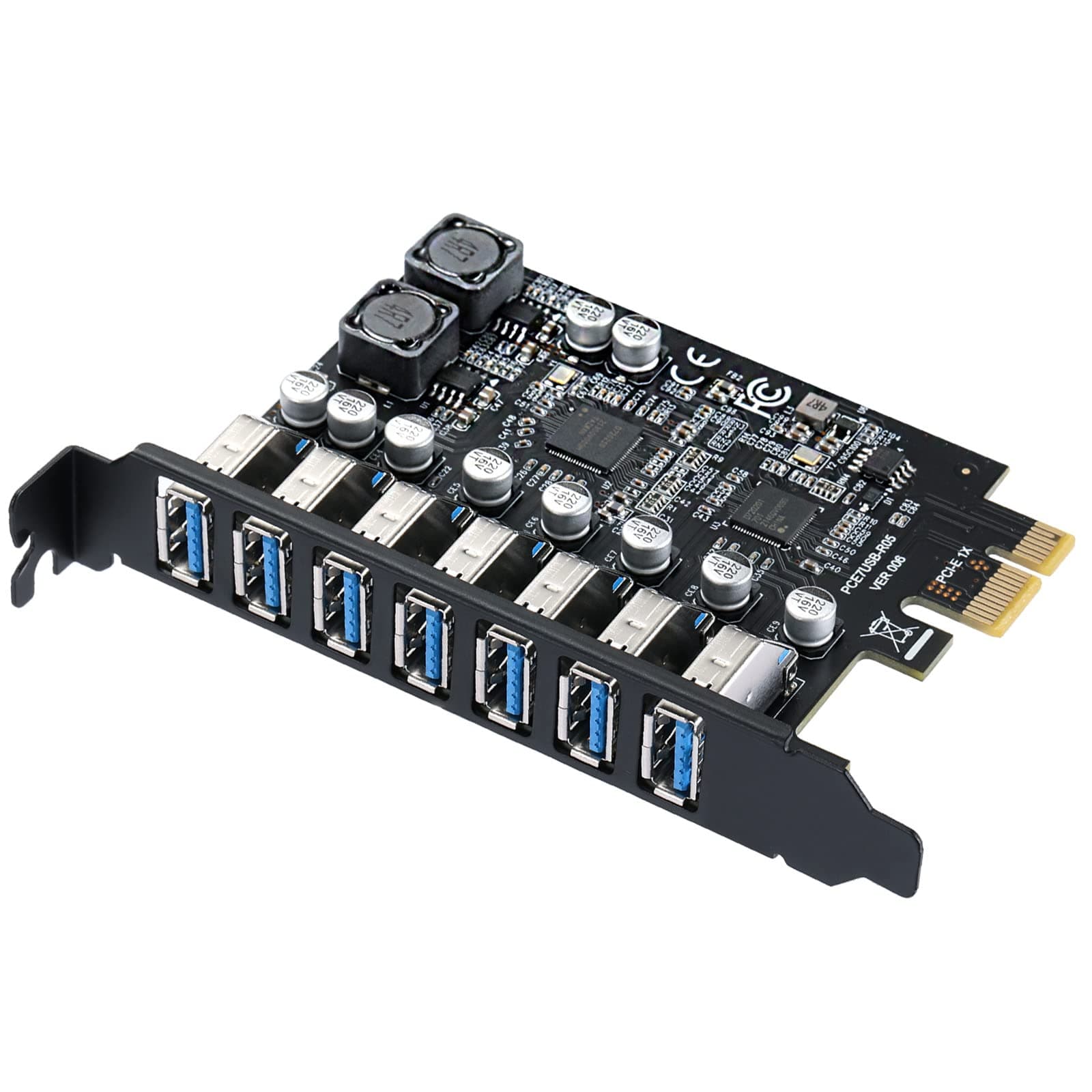 PCI-E Express 1x to USB Internal 3.0 7 Port Expansion Card, USB 3.2 GEN1 5Gbps Adapter Card-Supports UASP protocol- Plug & Play- Windows 7/8/10/11、Linux 2.6.3