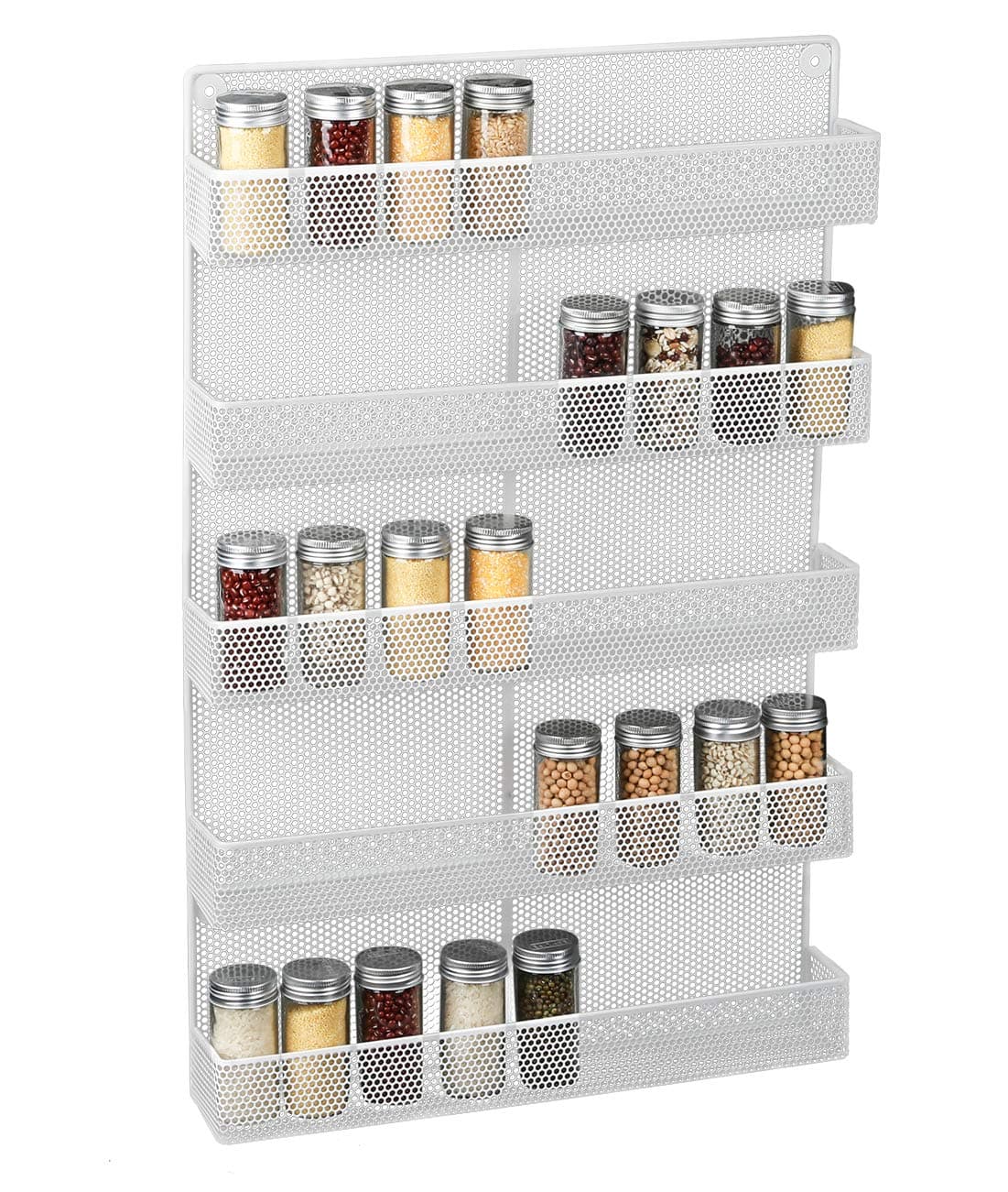 Denozer 5 Tier Wall Mounted Large Spice Rack Organizer, White
