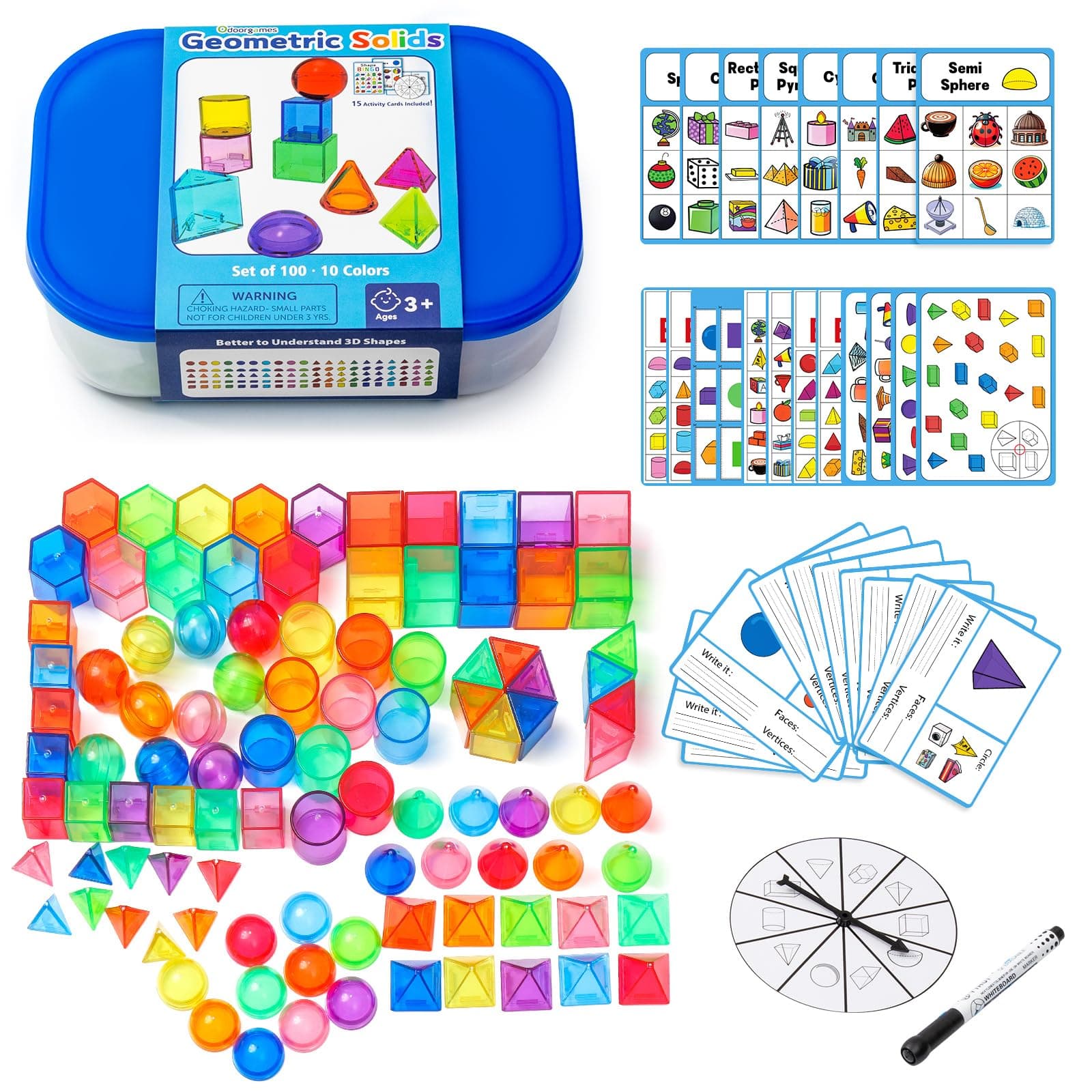 100 Pcs 3D Shapes for Teaching - Geometric Solids and Geometry Manipulatives for Classroom - Enhance Learning Experience
