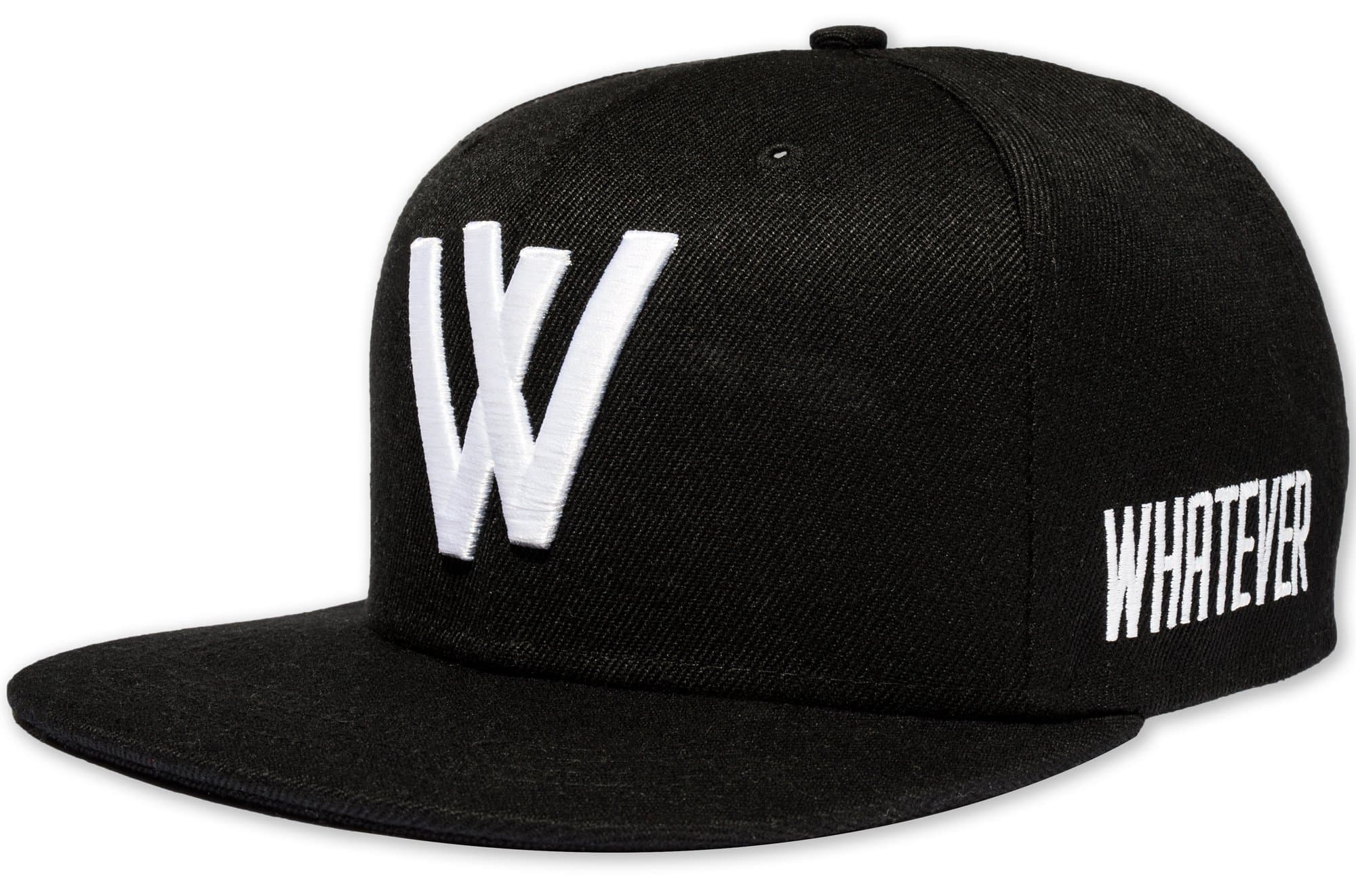 Whatever snapback, embroidered with logo, different colours and variants, baseball cap, adjustable size black black black and white
