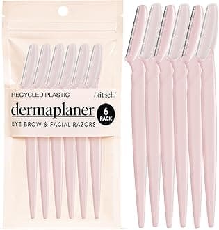 Kitsch Dermaplane Razor for Women Face – Face Razors for Women & Men, Eye Brow Razors & Face Shaver – Exfoliating Facial Razor & Dermaplaner as Skin Care Tool for Smoother Skin - Blush, 6 pcs