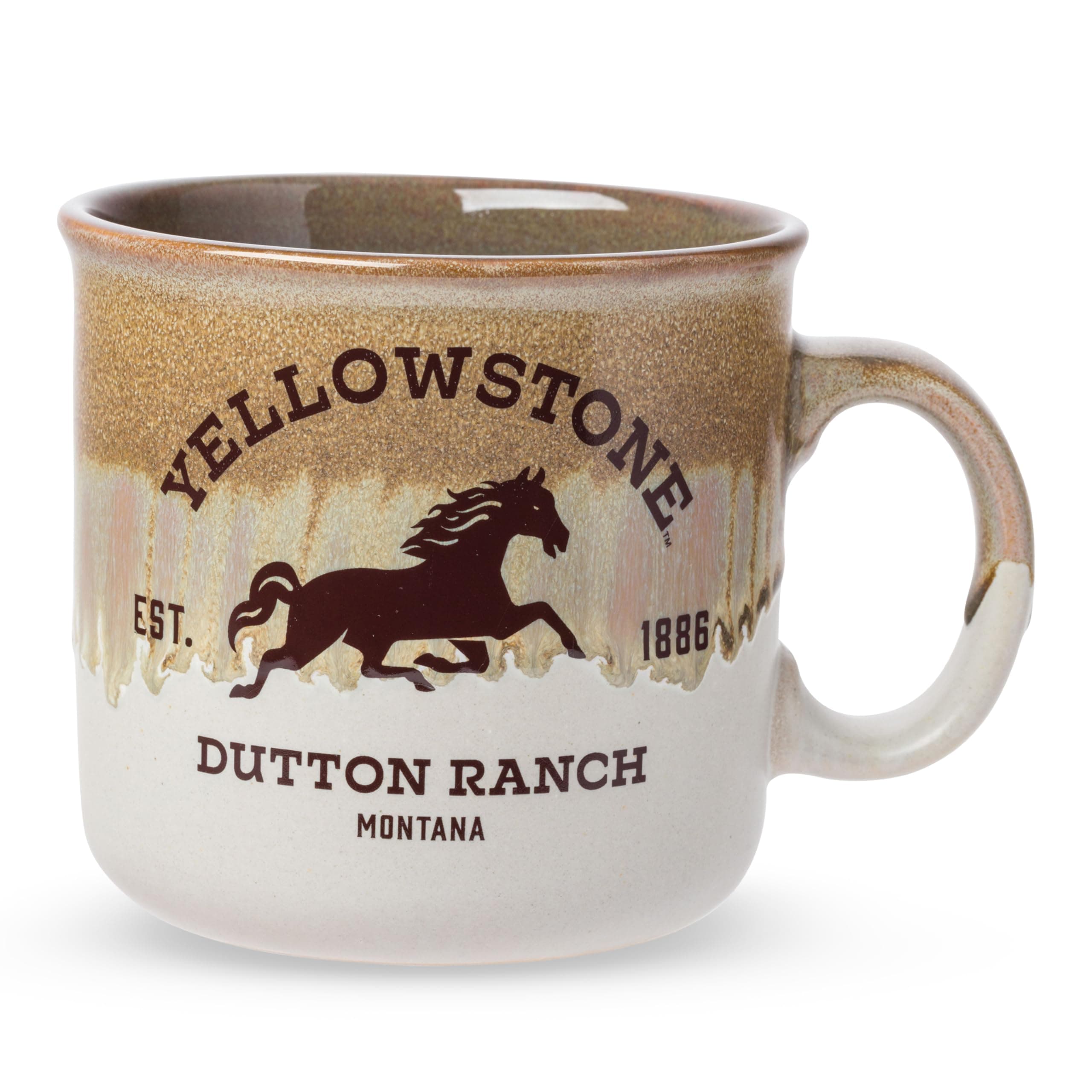 Silver Buffalo Yellowstone Dutton Ranch Silo Reactive Glaze Ceramic Camper Mug, 20 Ounces