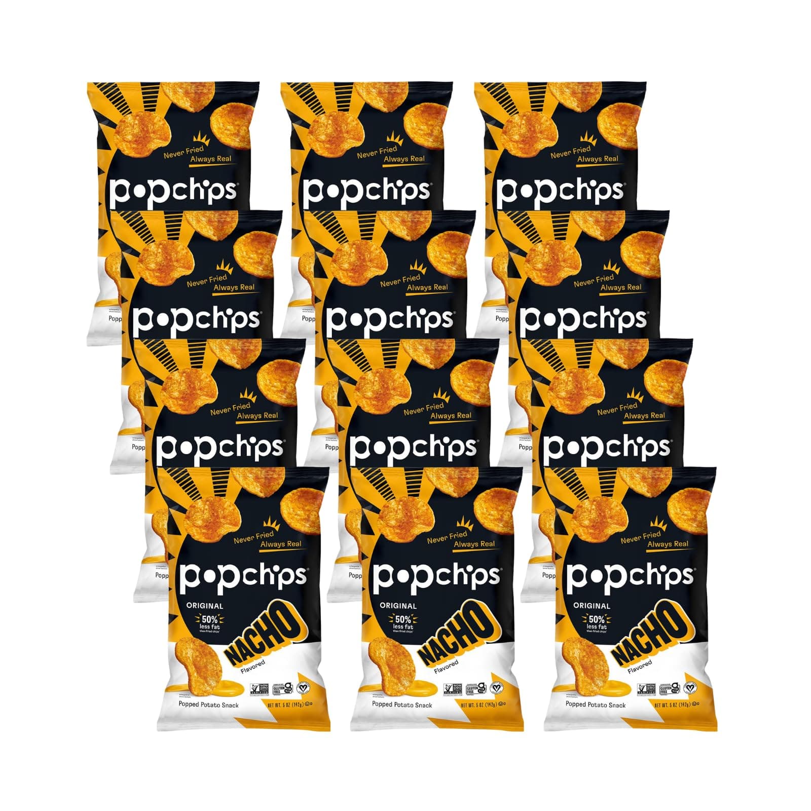 Popchips Nacho Potato Chips, 5 Oz (Pack of 12)