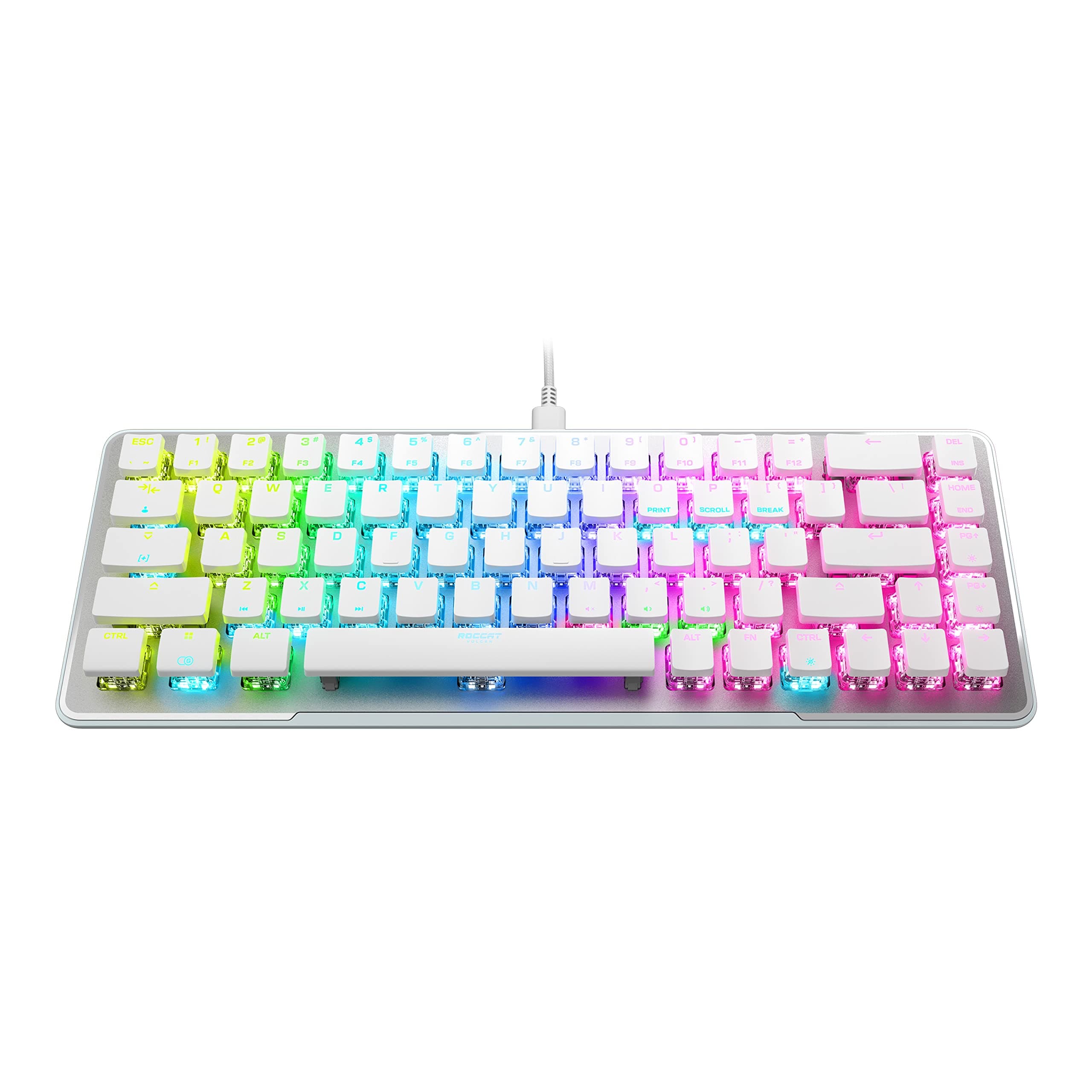 Vulcan II Mini – 65% Optical Gaming Keyboard with Customizable RGB Illumination, Detachable Cable, Button Duplicator, On-Board Profiles, Aluminum Plate, 100 million Keystroke Durability - White