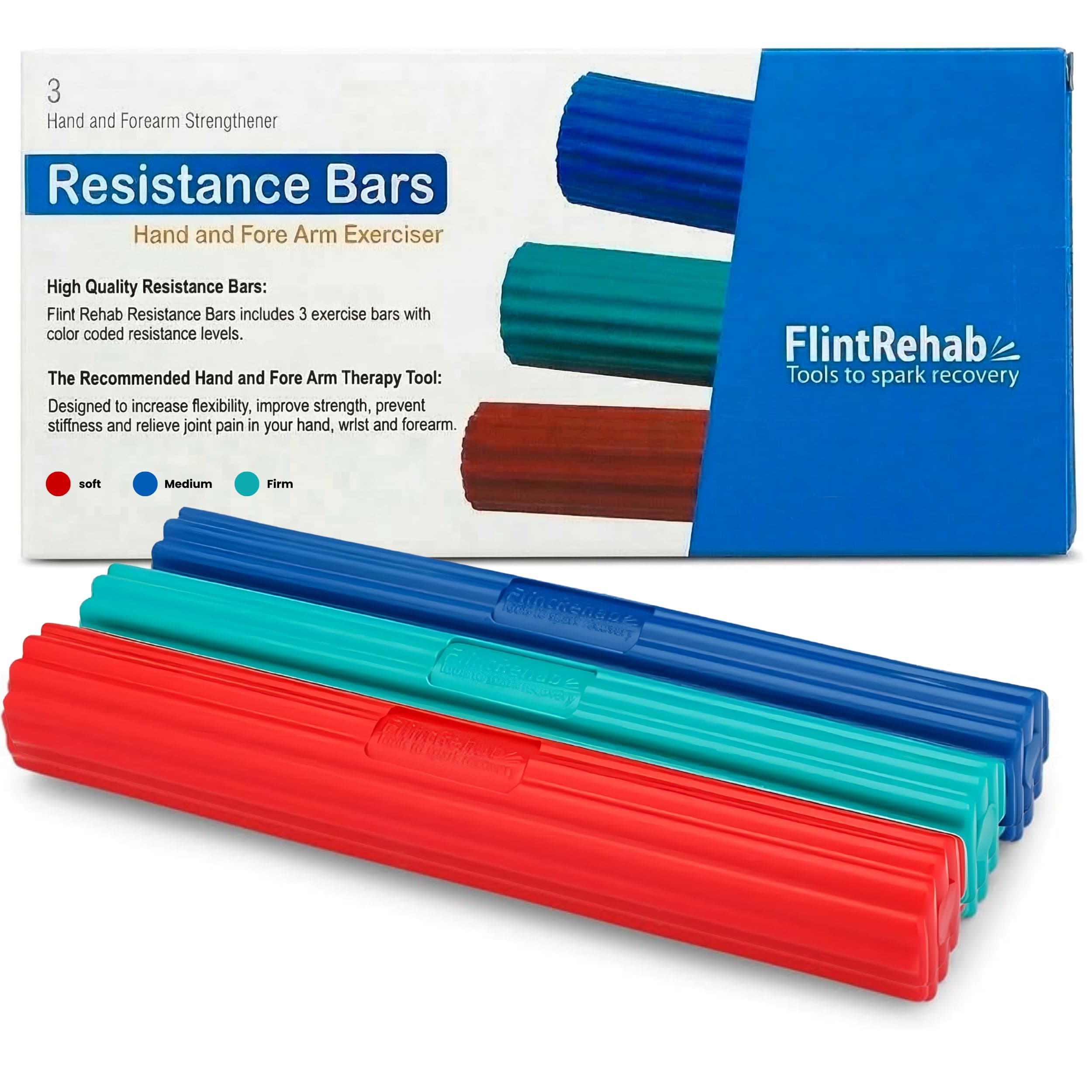 Flexbar Twist Hand Exerciser Bars (3 Pack) - Flex Therapy Bar Strengthener - Relieve Tennis & Golfers Elbow Tendonitis Pain - Arm Exercise Wrist & Hand Strength Forearm Grip - 3 Variable