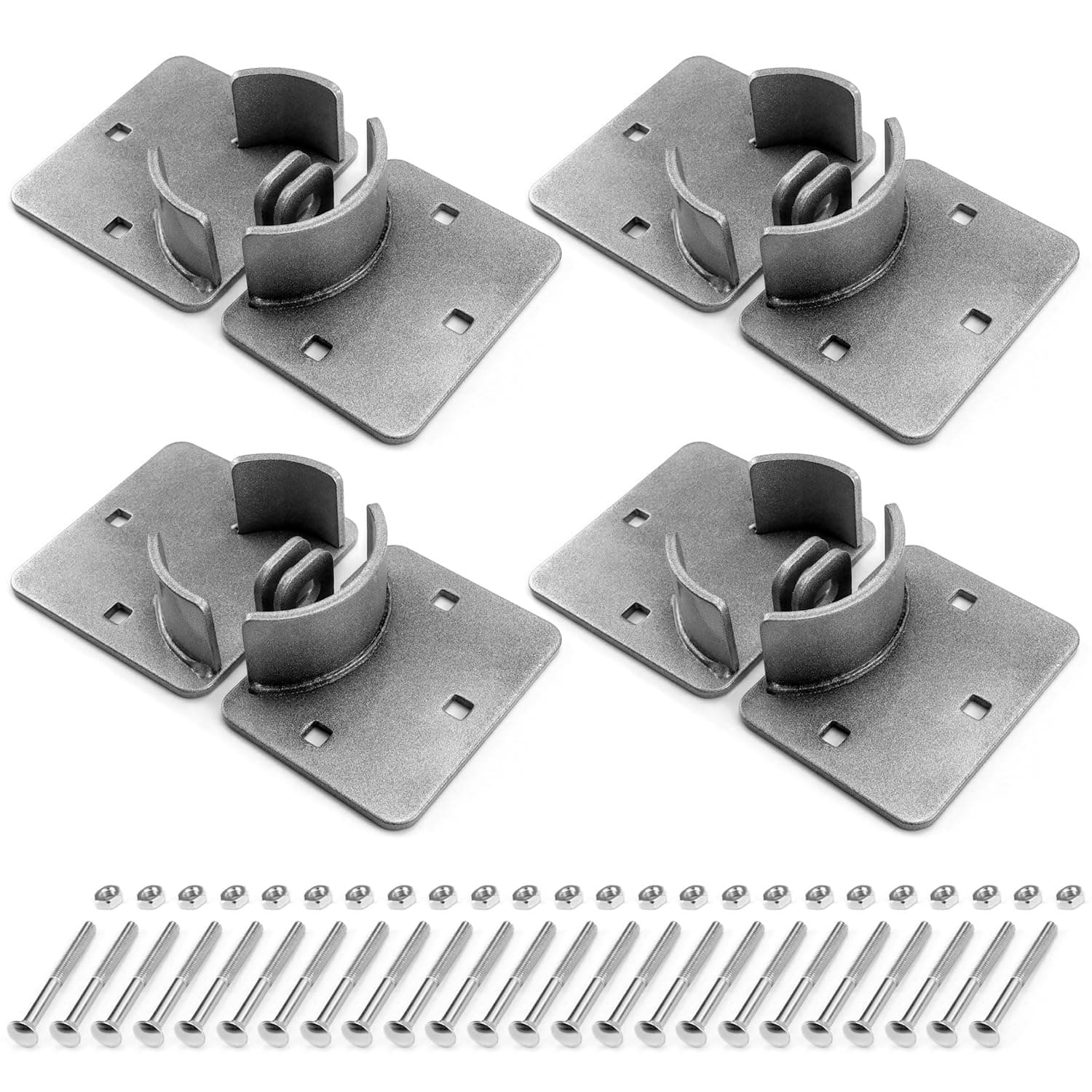 QWORK Heavy Duty Puck Lock and Hasp, 4 Pack High Security Steel Hidden Shackle Keyed Alike Padlocks with Keys for Trucks, Gates, Vans and Vending Machines