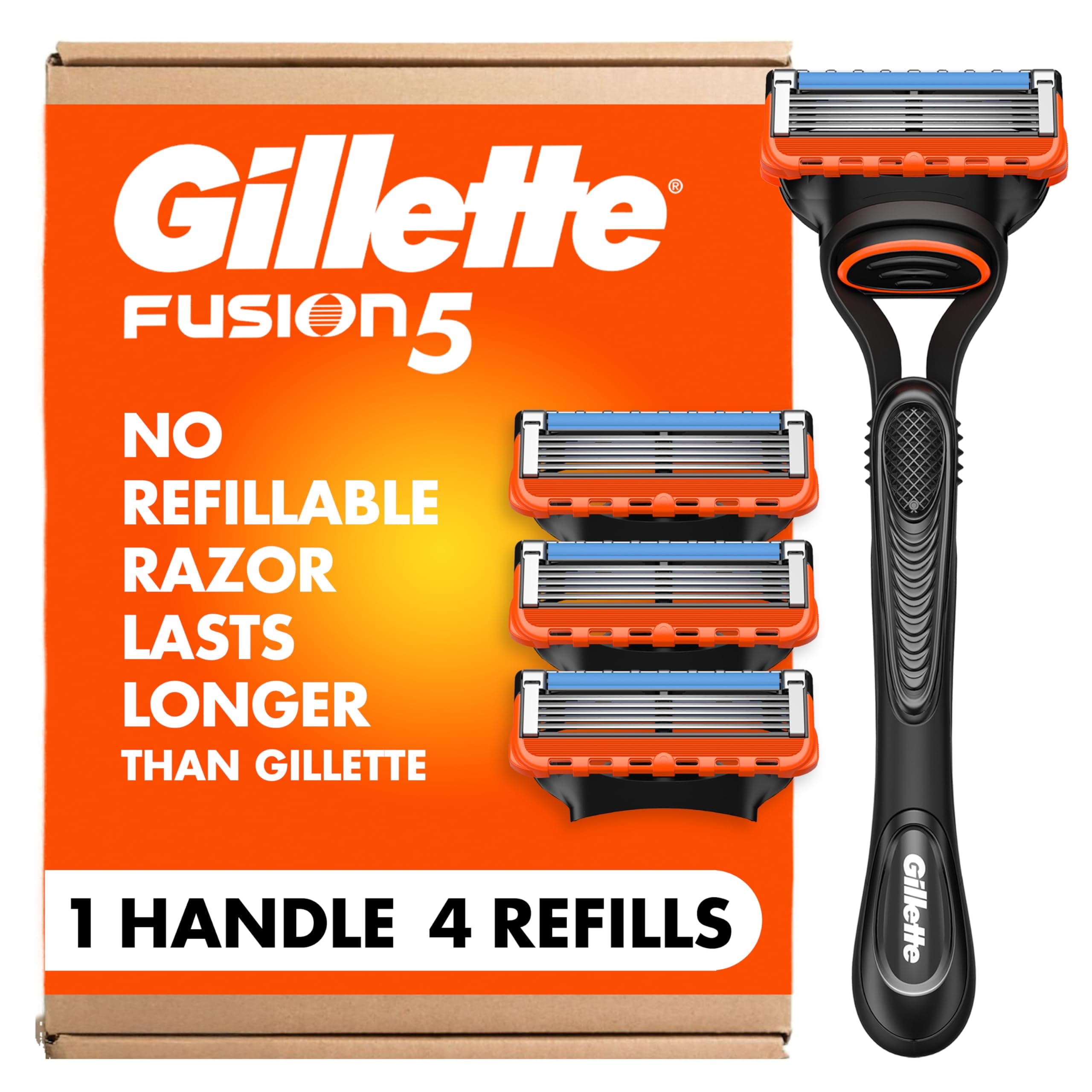 Gillette Fusion5 Men's Razor Handle + 4 Blade Refills