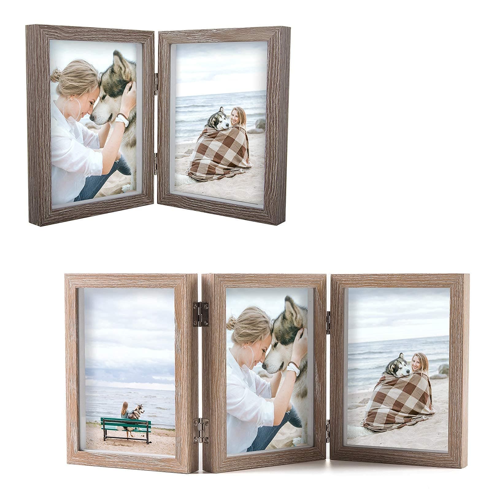 AEVETEDouble Picture Frames and Triple Picture Frames, Both Display 5x7 Photos Side by Side Vertically