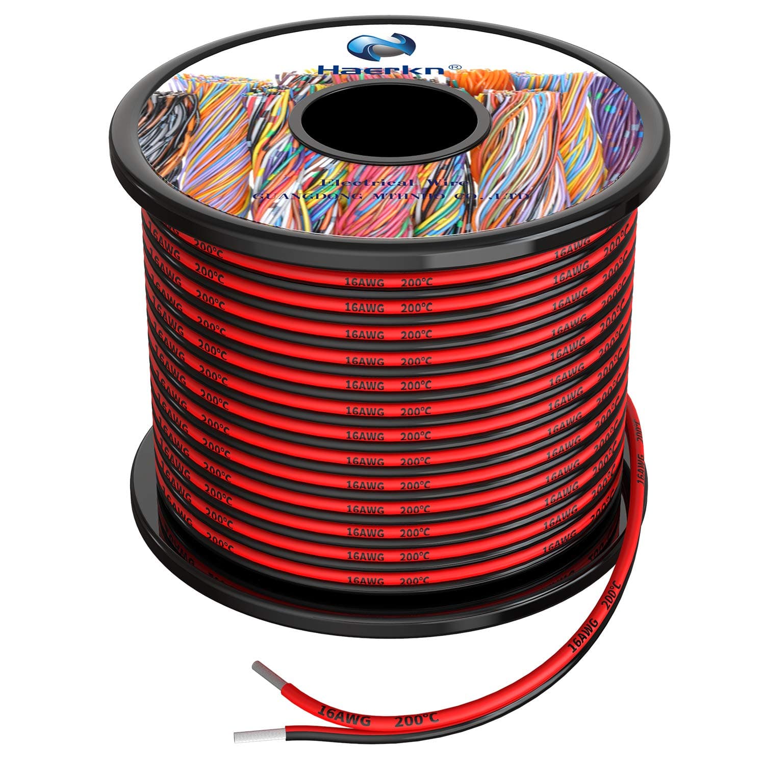 Haerkn 16 awg Silicone Electrical Wire 2 Conductor Parallel Wire line 60ft [Black 30ft Red 30ft] 16 Gauge Soft and Flexible Hook Up Oxygen Free Strands Tinned Copper Wire