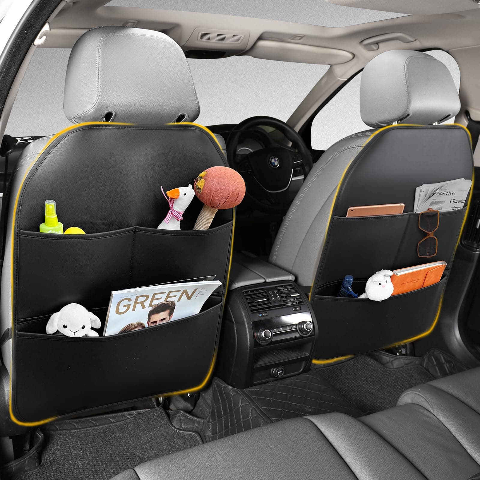 Sanwom Car Seat Back Protector for Kids - Backrest Protector Prevents Damage from Kicking, Universal Fit Seat Protector with Anti-Slip Design, Shields Against Scratches & Footprints