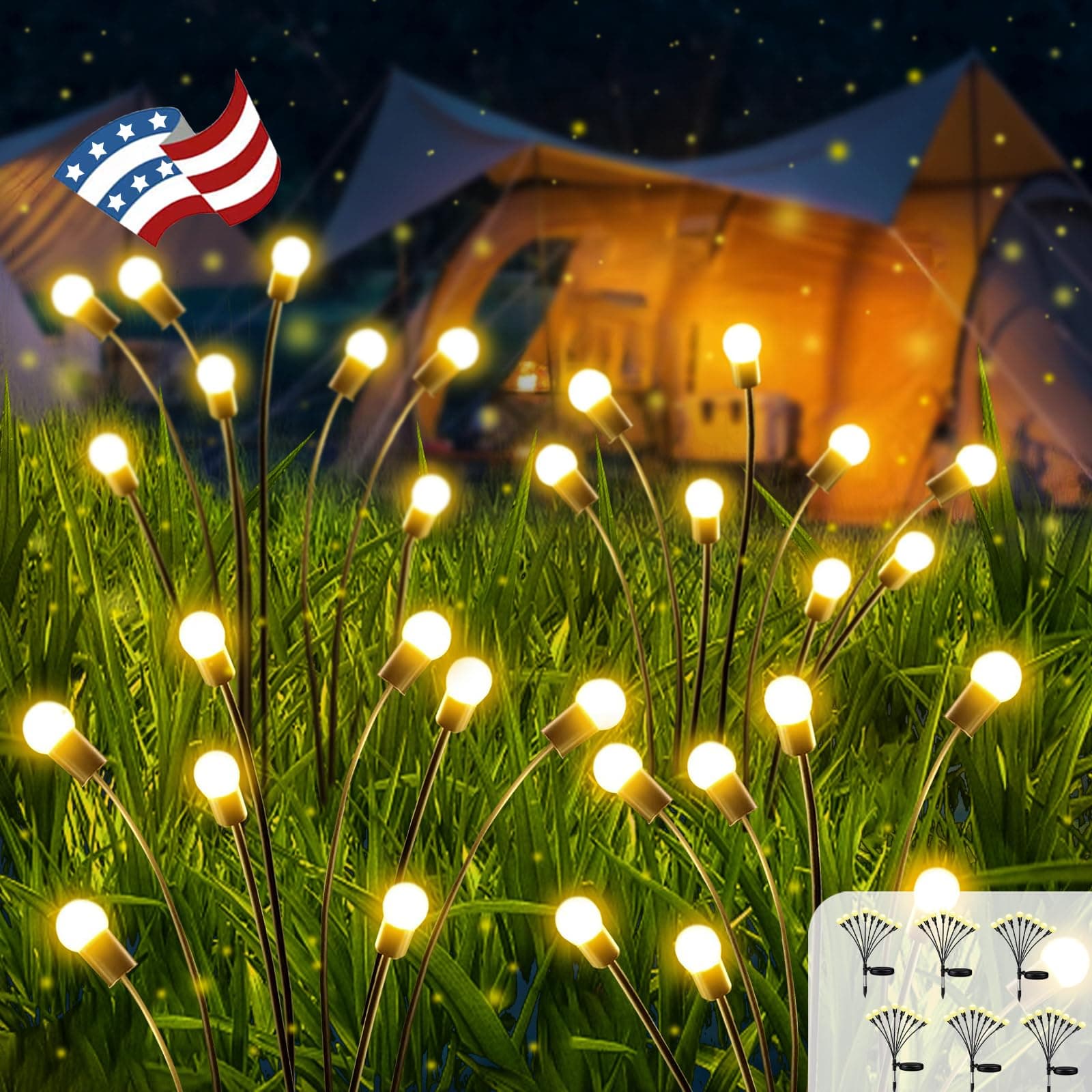 2023 Solar Garden Lights, 6 Pack Solar Firefly Lights, Solar Christmas Lights Outdoor Waterproof, Solar Twinkle Swaying Fairy Light for Pathway Yard Garden Christmas Decoration (Warm White)