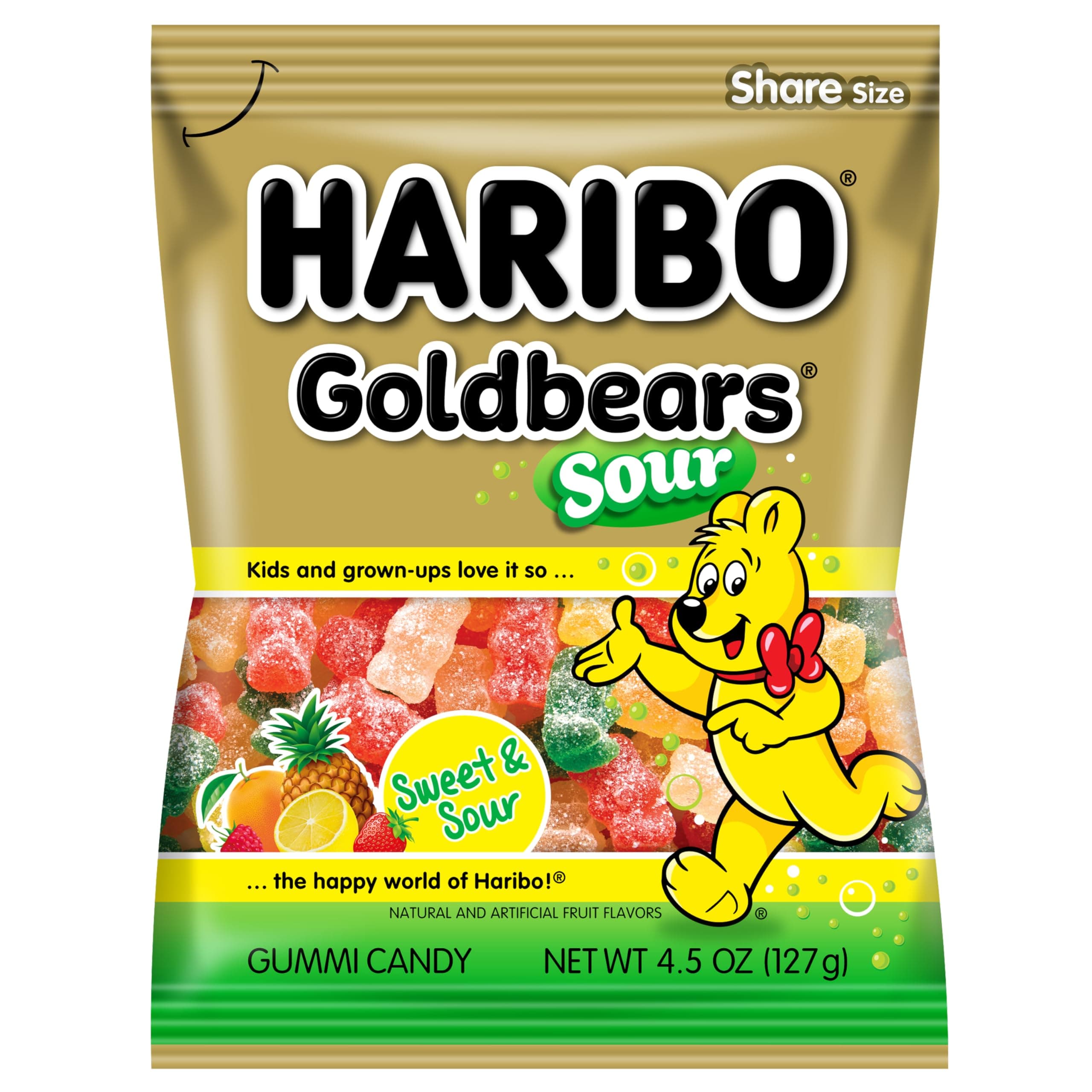 Sour Gold Bears Gummies Bag, 4.5 oz
