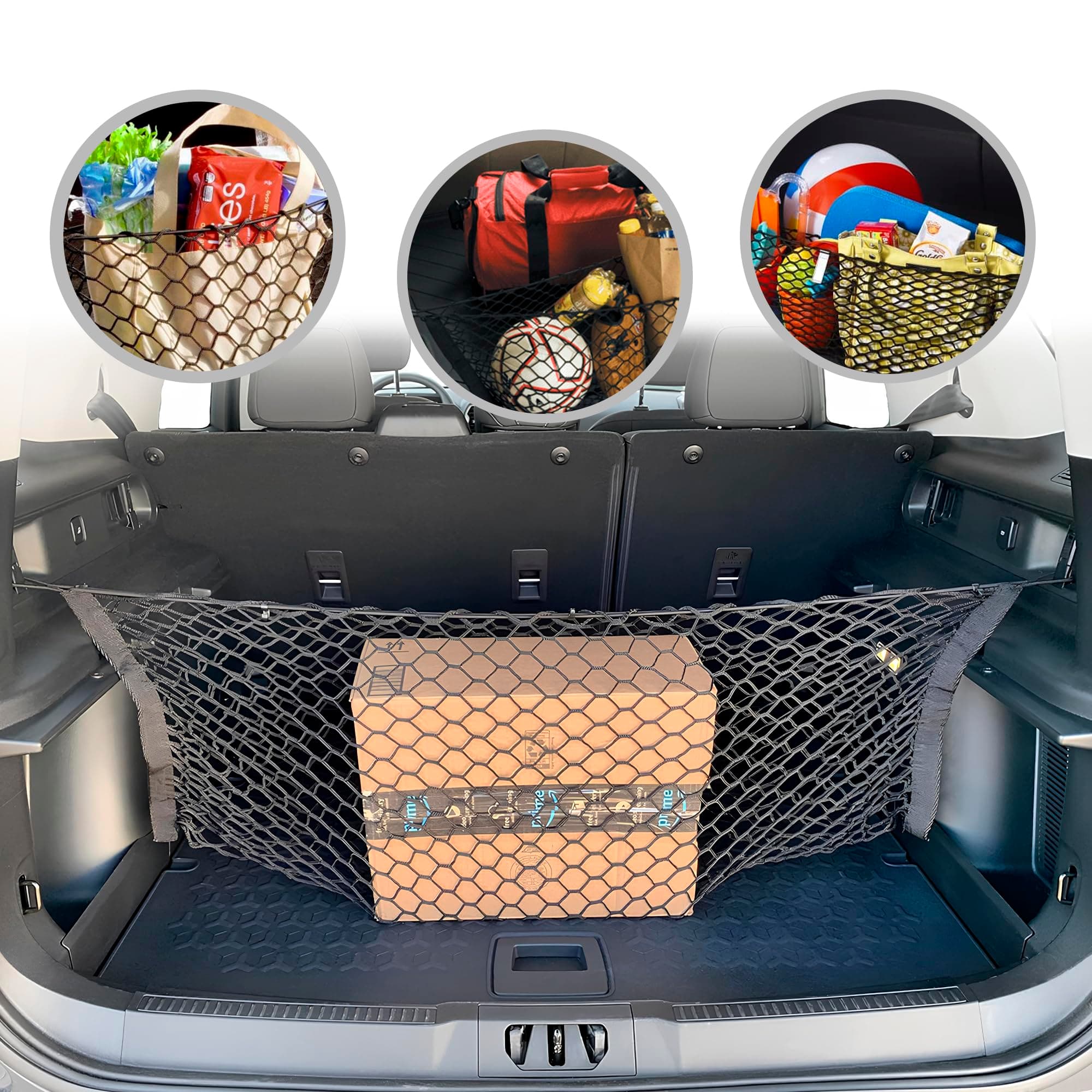 Trunk Envelope Style Automotive Elastic Mesh Cargo Net for Ford Bronco Sport 2021-2025 - Trunk Organizers and Storage - Luggage Net for SUV - Best Car Organizer for Ford Bronco Sport