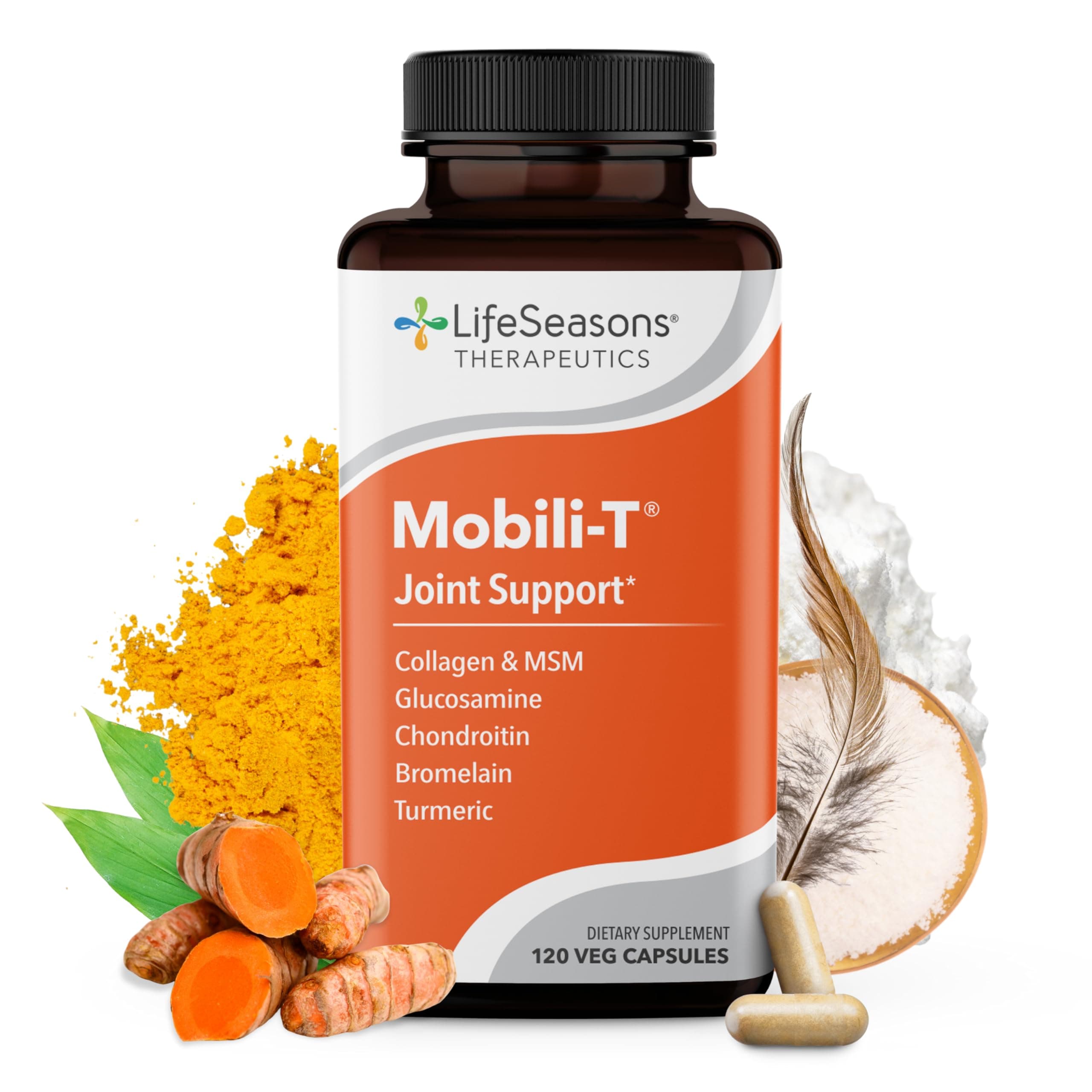 - Mobili-T - Joint Support Supplement - Reduces Aches & Discomforts - Increase Range of Motion - Rebuild Tissue & Cartilage - MSM Chondroitin Collagen Glucosamine & Turmeric - 120 Capsules