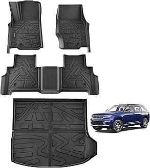 All Weather Floor Mats Cargo Liner Fit for 2022-2025 Jeep Grand Cherokee WL74 2-Row 5-Seat Only (Include 4xe, NOT WK2 or L), TPE Floor Liners Grand Cherokee Accessories