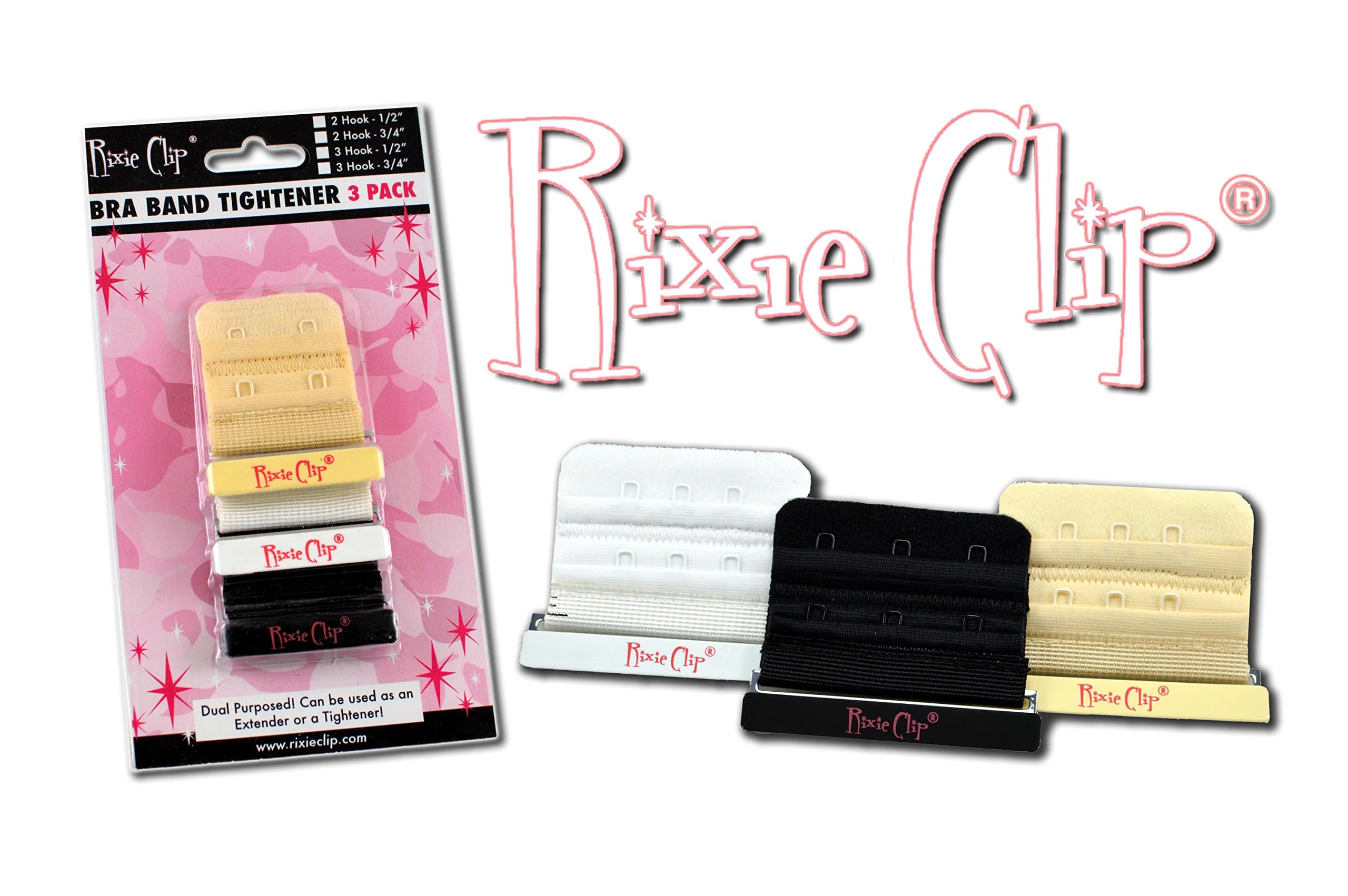 Bra Band Customizing Reducer-Tightener-Extender Adjuster Accessory Clip (3 Hook 1/2" Spacing 3-Pack)