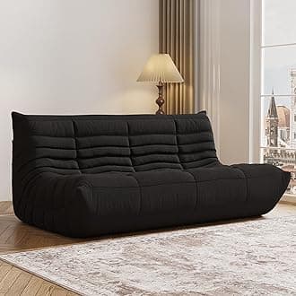 - Bean Bag Chair, Fireside Chair, Large Bean Bag Chair for Adults, Bean Bag Chairs for Teens with High-Resilience Foam, Non-Slip Base Floor Lounge Sofa,Living Room (Black, 3-Seater)