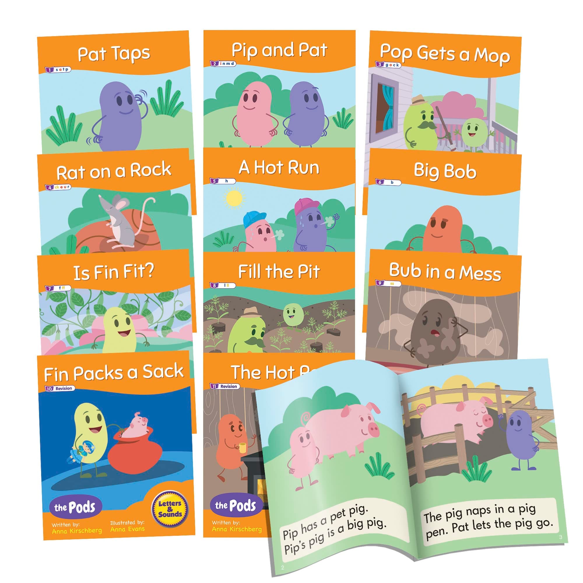 Junior LearningDecodable Readers The Pods - Phase 2 Letter Sounds: The Science of Reading, Easy decodable Texts, Beginning Readers, for Ages 5+, Grade K