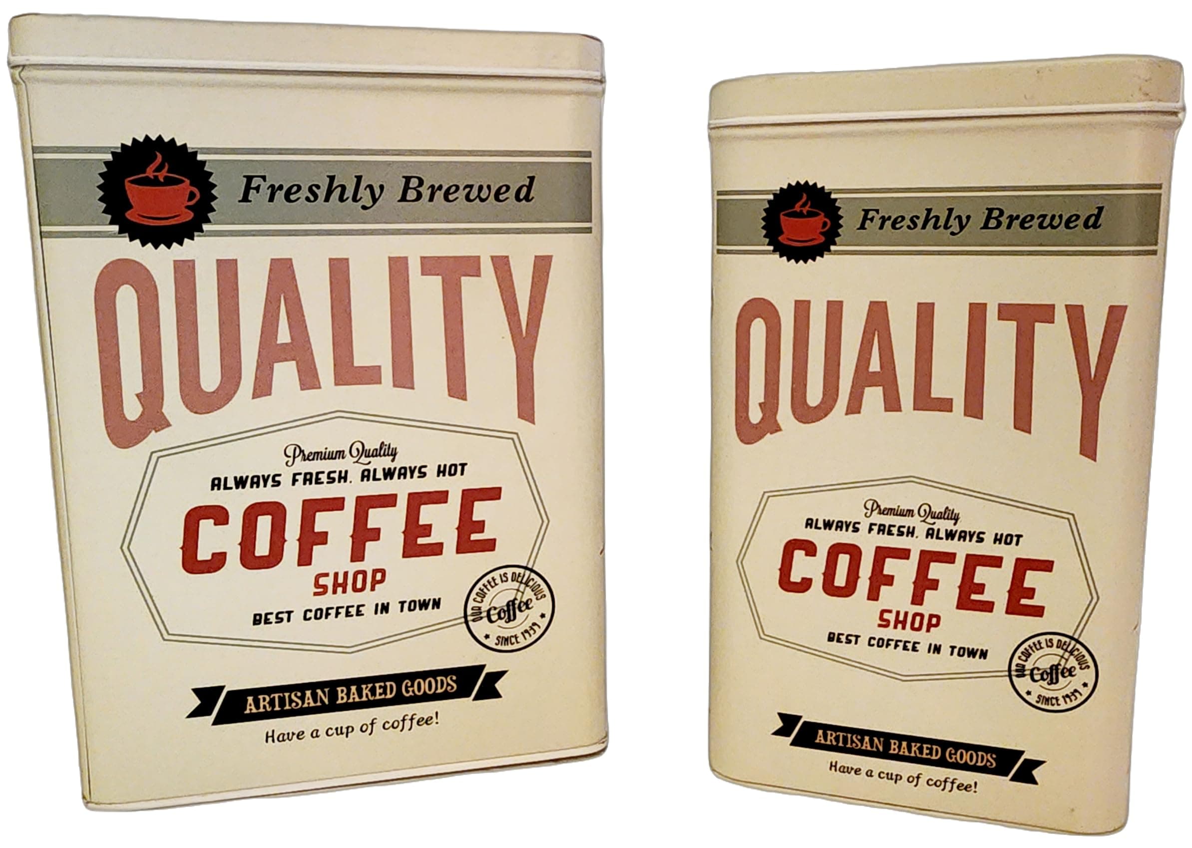 Farmhouse Coffee Storage Container Set with Lids – Tall Rectangular Canisters for Coffee Pods & Tea Bags– Airtight White Kitchen Canister Set