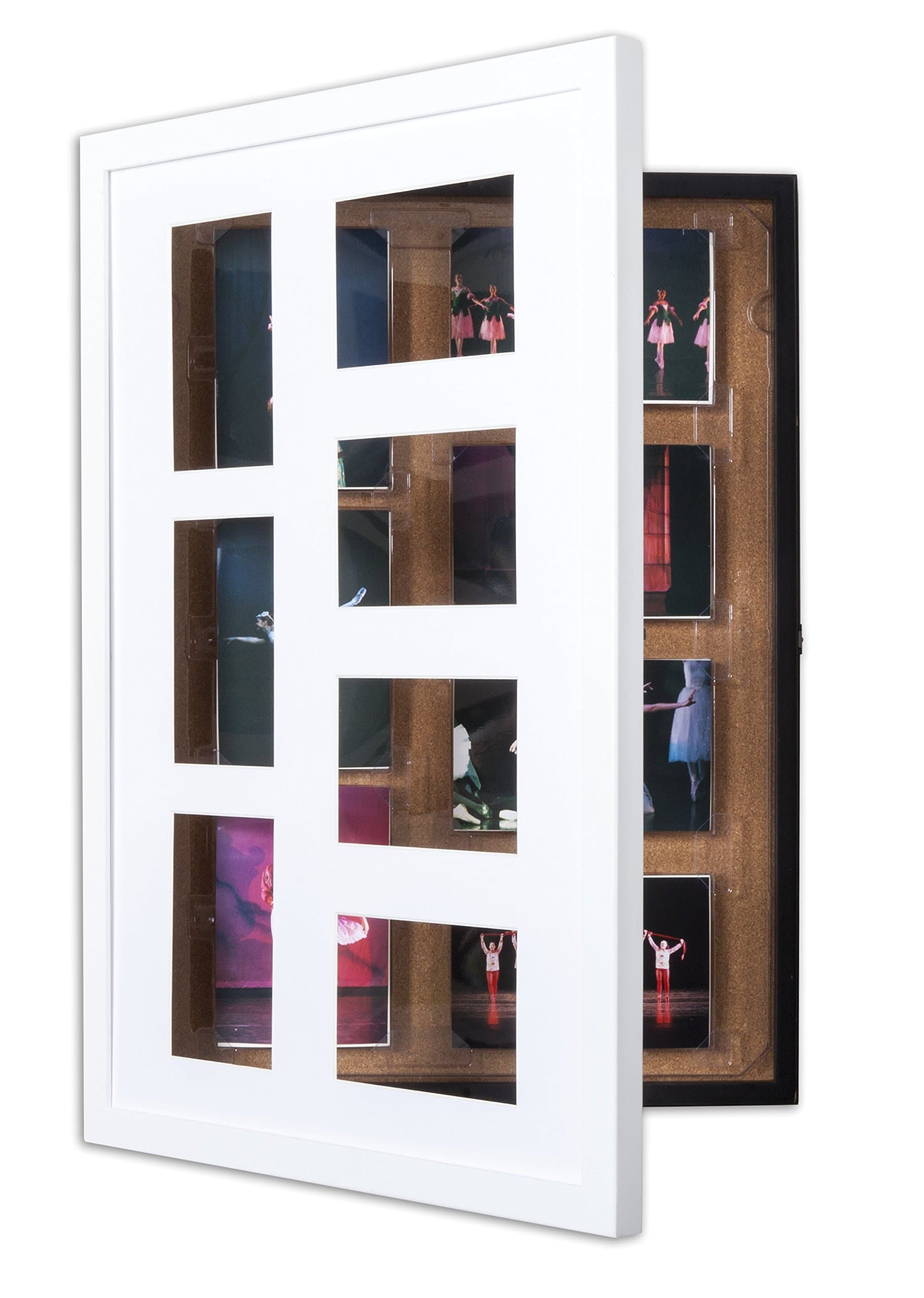 Dynamic Frames Pinster Pix: 7-4x6 Photo Display & Store, OR Corkboard Shadow Box (White)