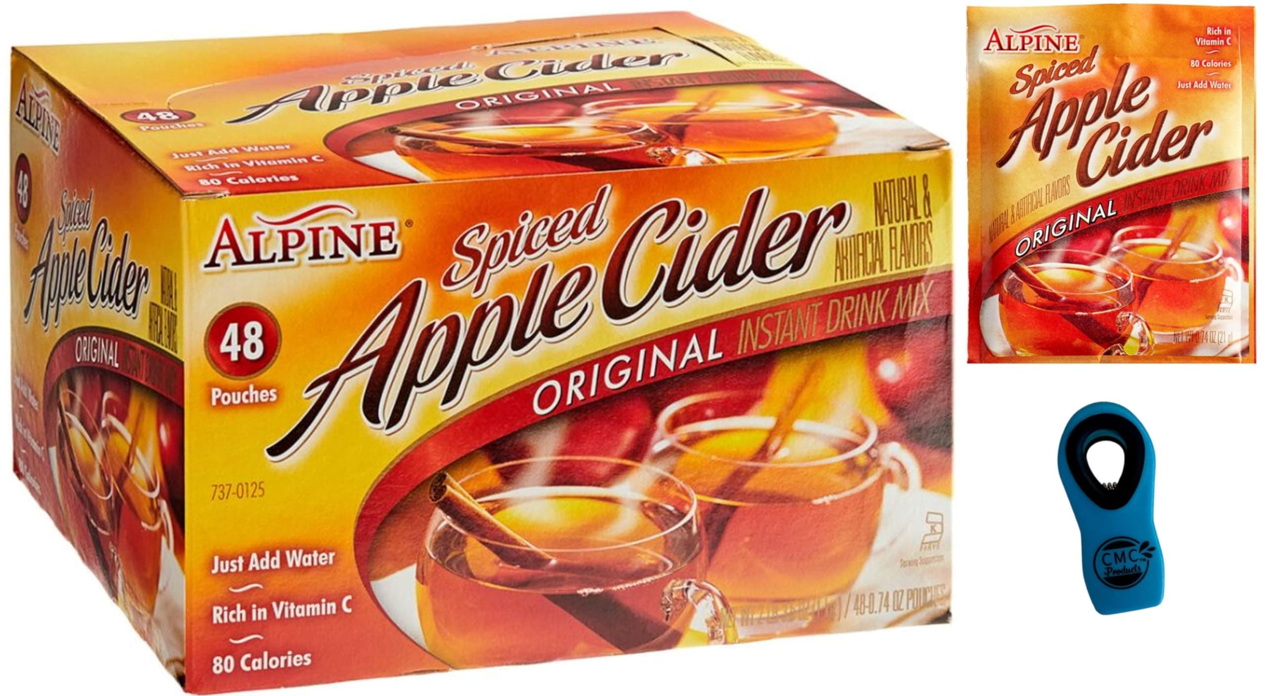 Gift Set: Spiced Apple Cider Instant Drink Mix (48 Packets) with CMC Products Clip in Convenient Box