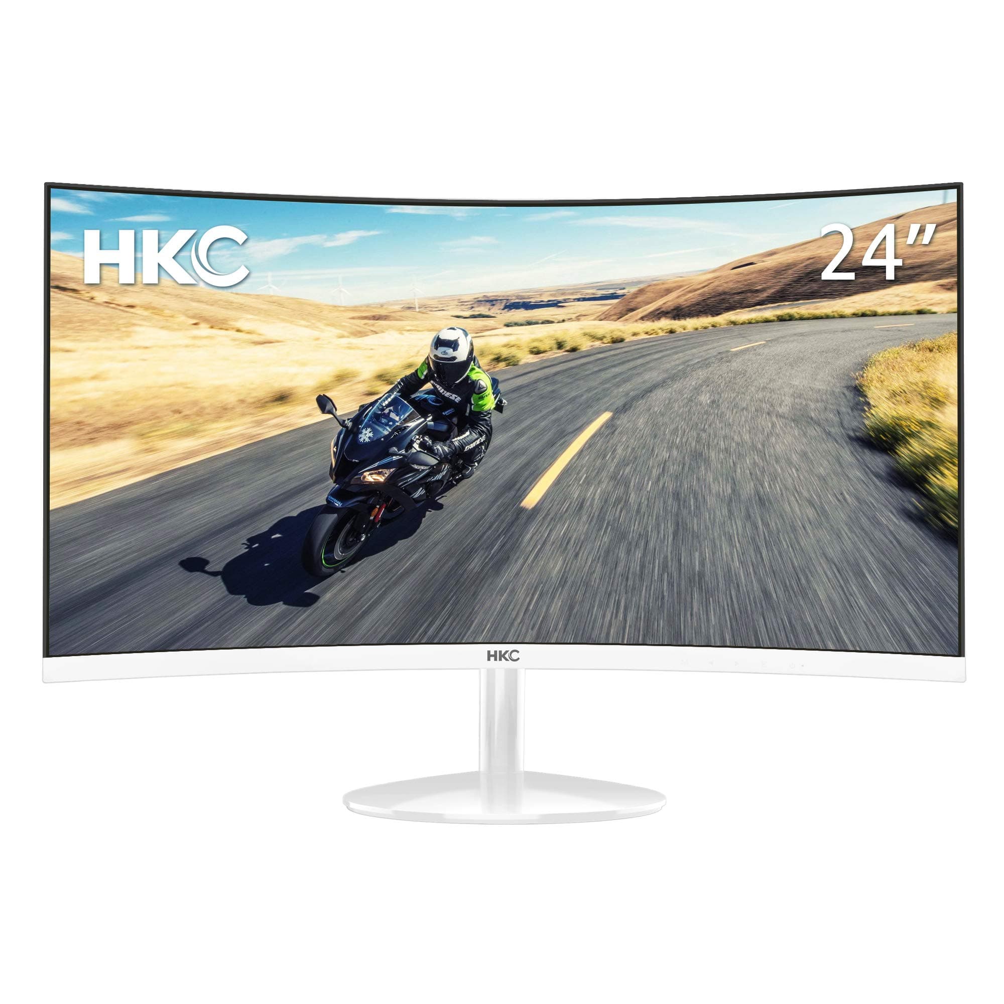 HKC 24'' Curved 1080P LED White Computer VA Panel Gaming Monitor Full HD HDMI VGA