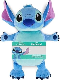Disney Stitch Hot Water Bottle, Hot Water Bag with Soft Cover Hand Feet Warmer for Period Pain Neck Shoulder Muscle Joint Pain Relief, Stitch Gifts (Stitch 3D_750 ML)