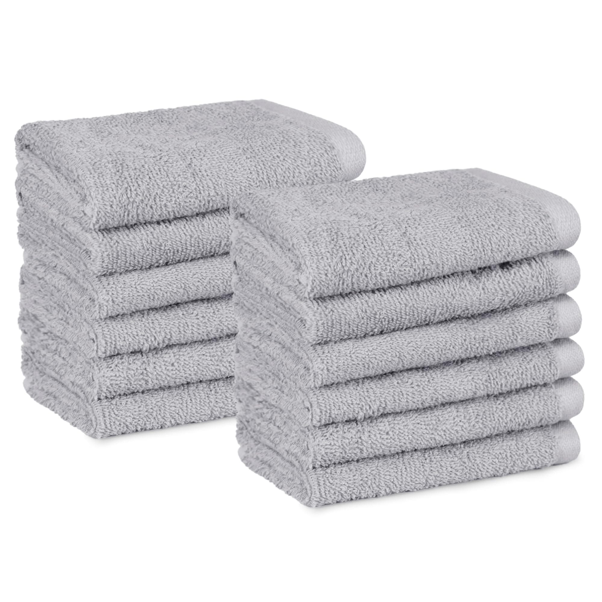 Amazon Basics Face Towel Set for bathroom, 100% Cotton Extra Absorbent Fast Drying Face Cloths 30 x 30 cm, Grey, 12-Pack