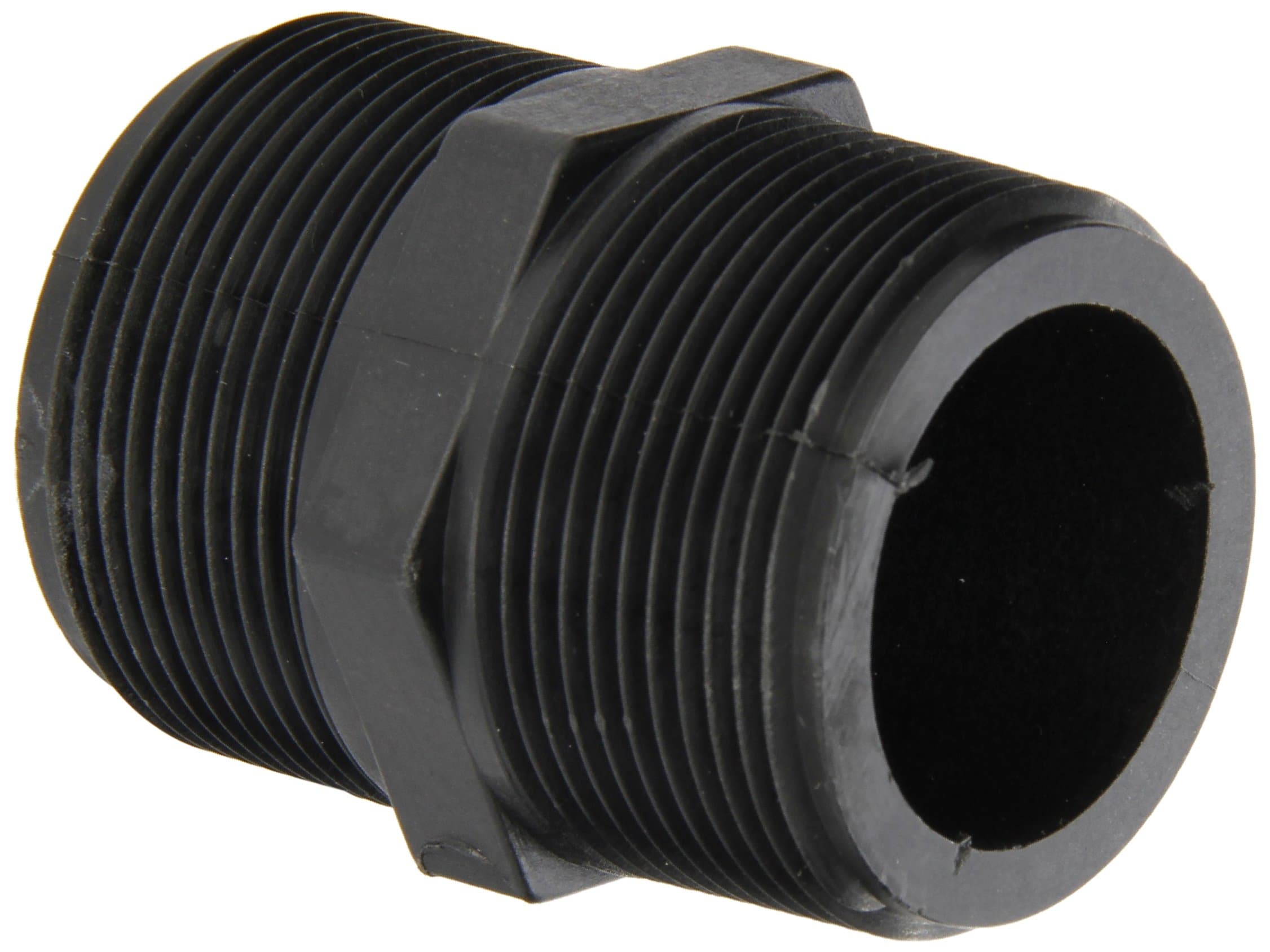 NIP150-SH Polypropylene Pipe Fitting, Short Nipple, Schedule 80, 1-1/2" NPT Male, 2-1/2" Length