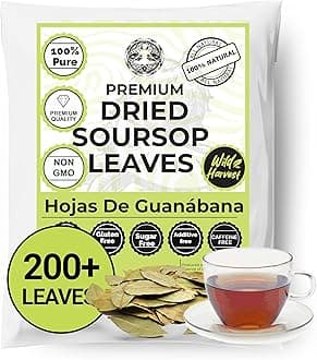 Akshit - Whole Dried Graviola Soursop Leaves, 200+ Leaves, Hoja De Guanabana, 100% All Natural Fresh Tea, Loose Leaf Tea, Non GMO, Caffeine-Free.