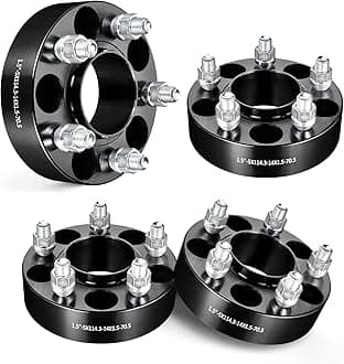 EVIL ENERGY 5x4.5 Wheel Spacers 1.5 inch Compatible with Ford Mustang 2015-2024, 5x114.3 mm Hubcentric with Lip 5 Lugs 70.5 mm Hub Bore M14x1.5 Studs Black