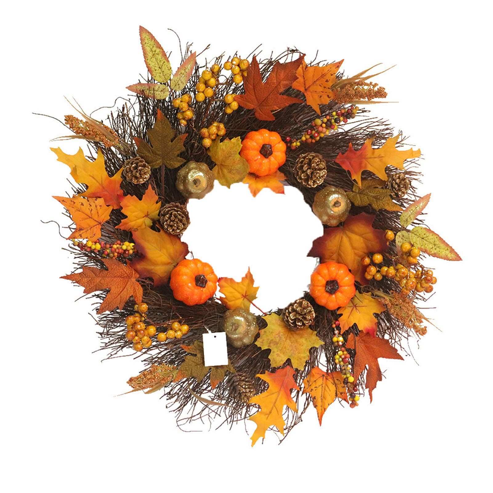 Fall Maple Leaf Pumpkin Wreath Christmas Artificial Wreath Front Door Decoration Thanksgiving Decorative Garland