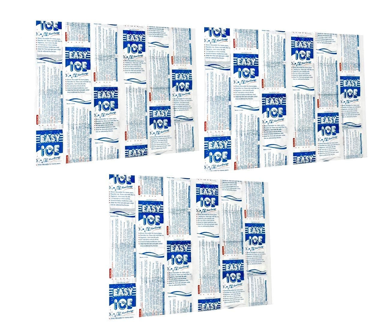 Easy Ice Cooler/Chiller for Ice Box Large. Flexible Even After Freezing, Compact & Space Saving. Reusable for Years. Pack of 3 Sheets Each 14 x 10 inch.