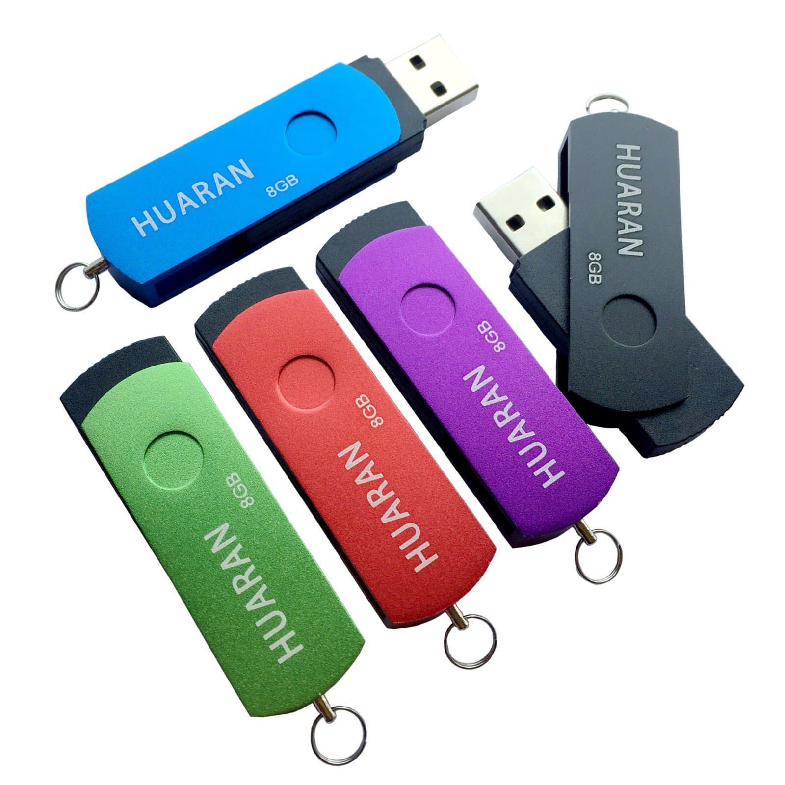 HUARAN 64GB USB 2.0 Flash Drive Memory Stick Thumb Drives (8GB, Black Red Blue Purple Green)