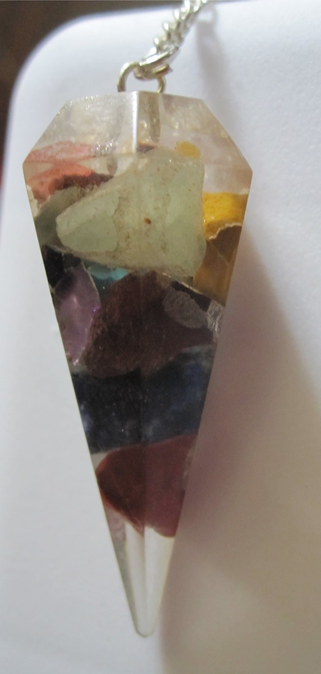 Orgone Chakra Pendulum w/Gemstone Chips for Powerful Divination Dowsing