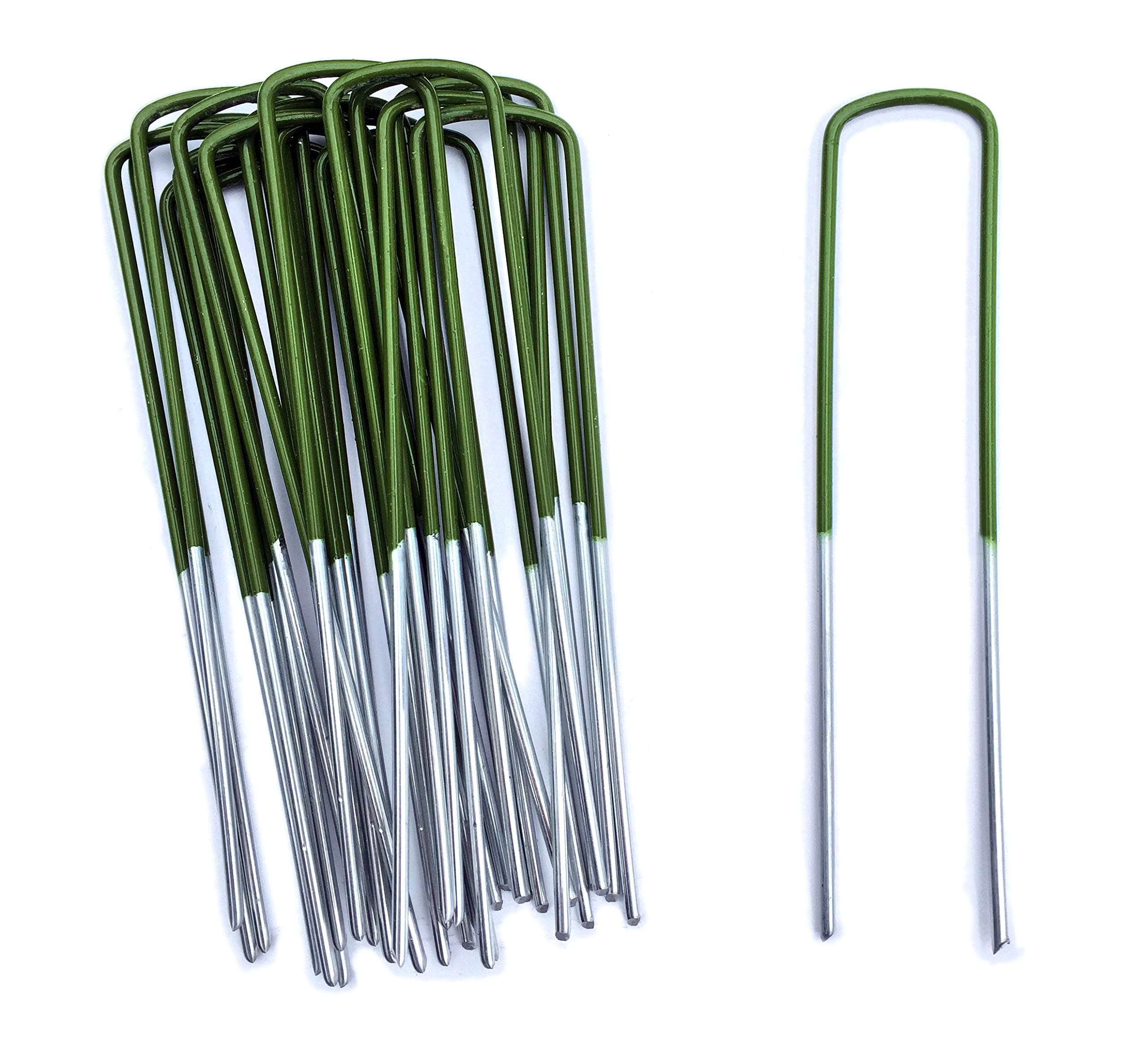 Lawn World Half-Green 50 Pack Artificial Grass Turf U Pins Galvanised Metal Pegs Staples Weed Garden Bevelled