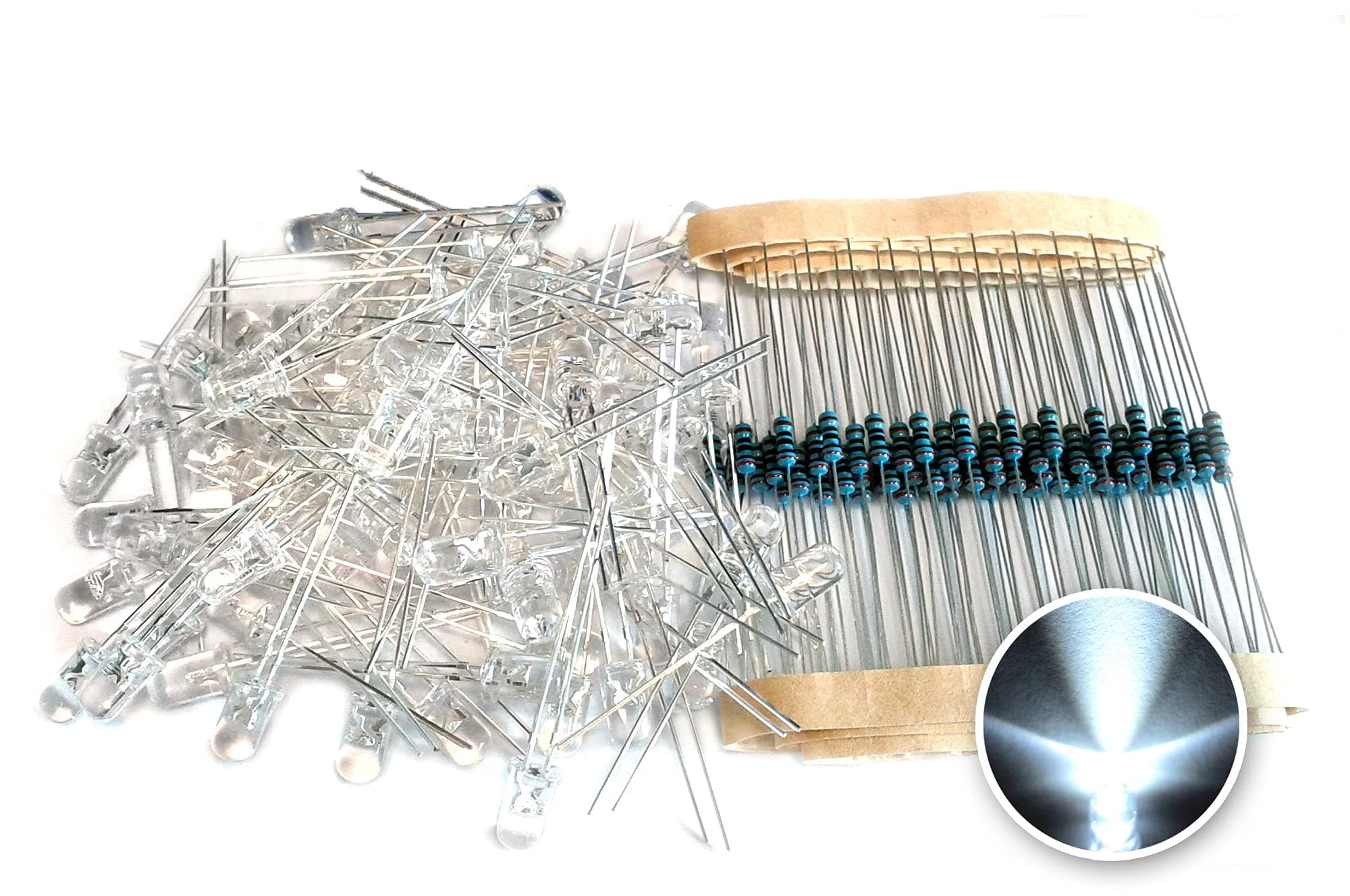 microtivity IL451 5mm Clear White LED w/Resistors (Pack of 100)